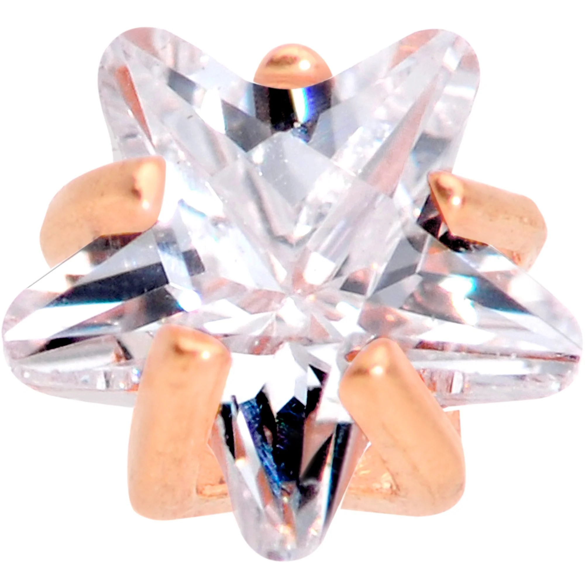 5/16 Clear Star CZ Gem Rose Gold PVD Internally Threaded Labret Monroe - Image 2