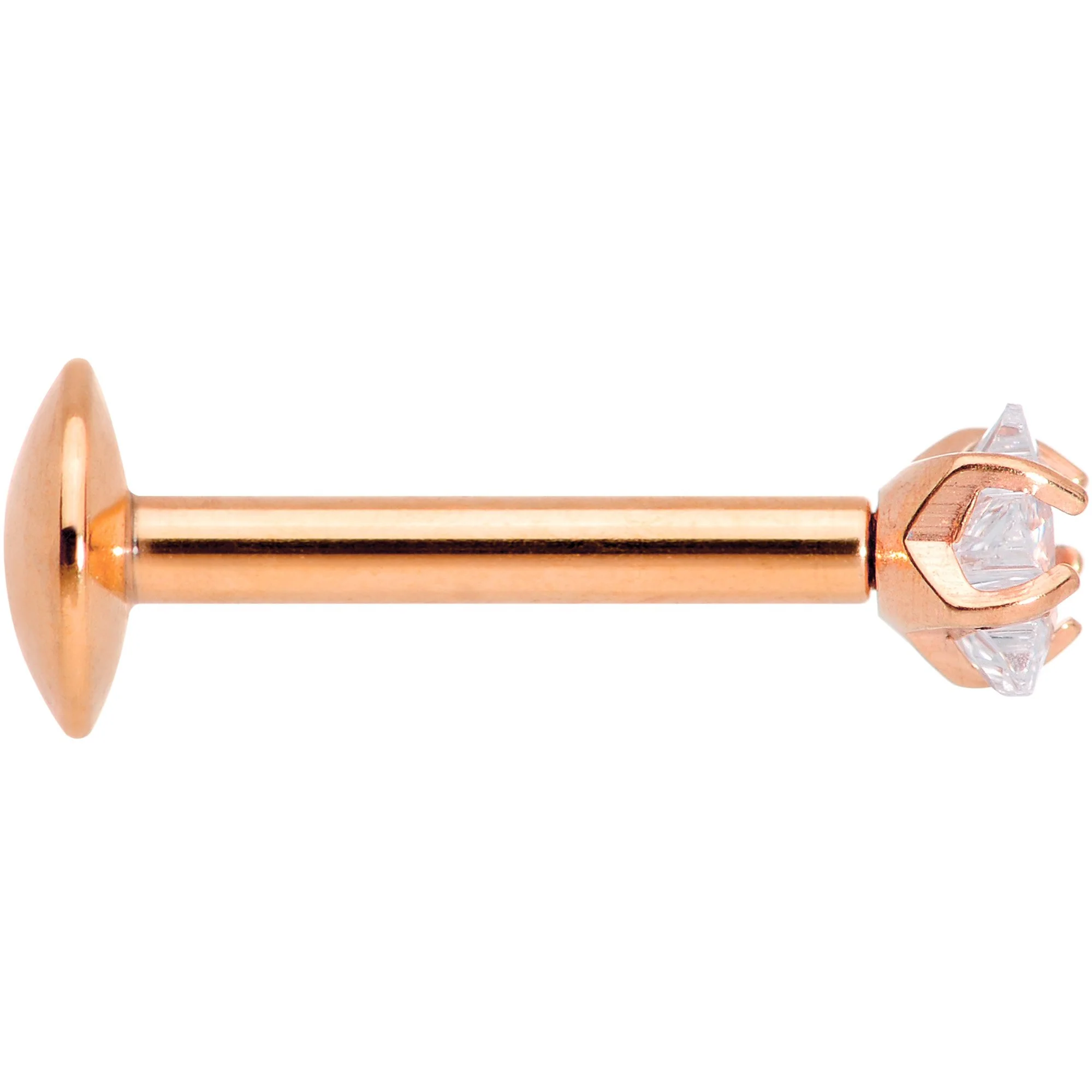 5/16 Clear Star CZ Gem Rose Gold PVD Internally Threaded Labret Monroe - Image 3