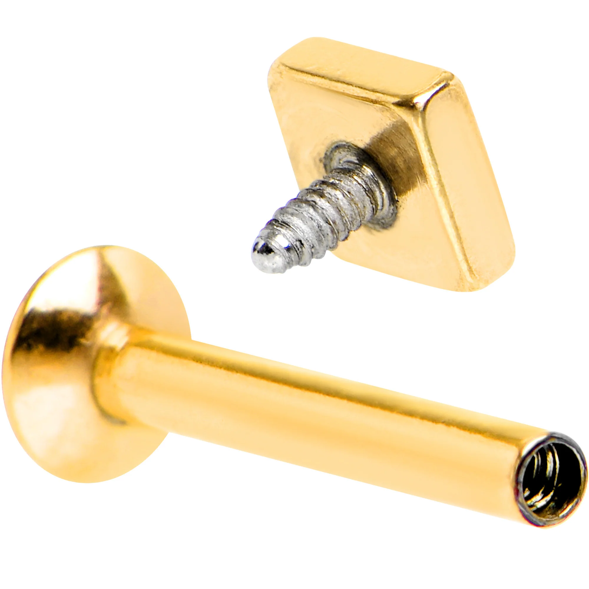 5/16 Gold IP Rhombus Internally Threaded Daith Cartilage Tragus - Image 4