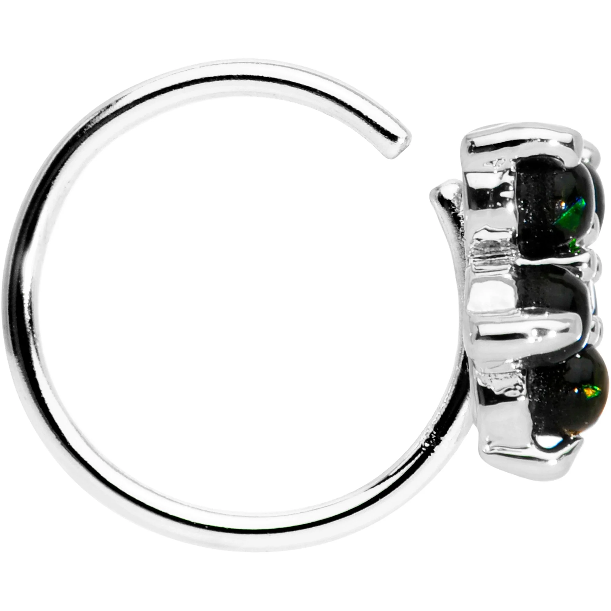 20G 5/16 Clear CZ Green Faux Opal Seamless Circular Ring - Image 2