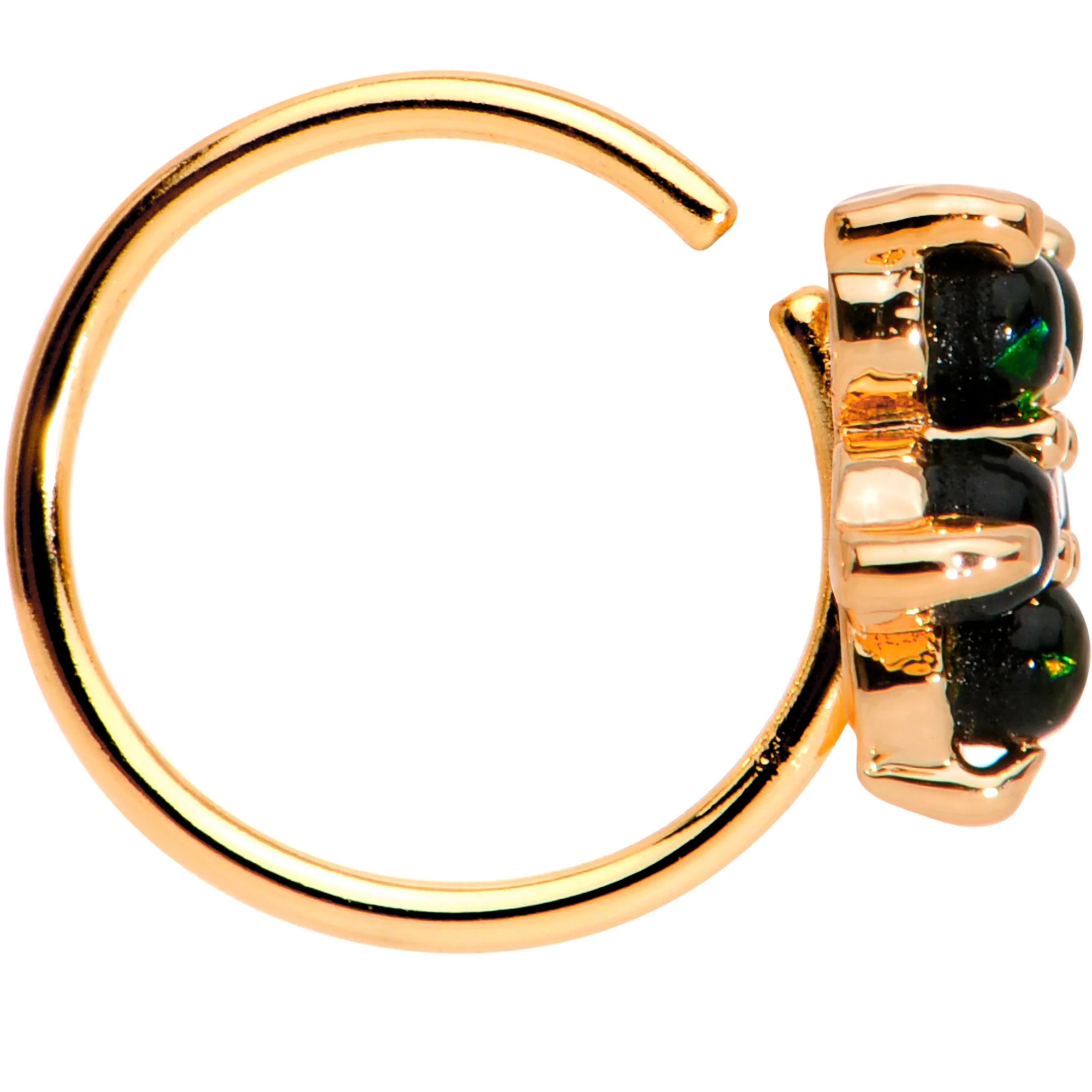 5/16 Green Faux Opal CZ Rose Gold IP Flower Seamless Circular Ring - Image 2