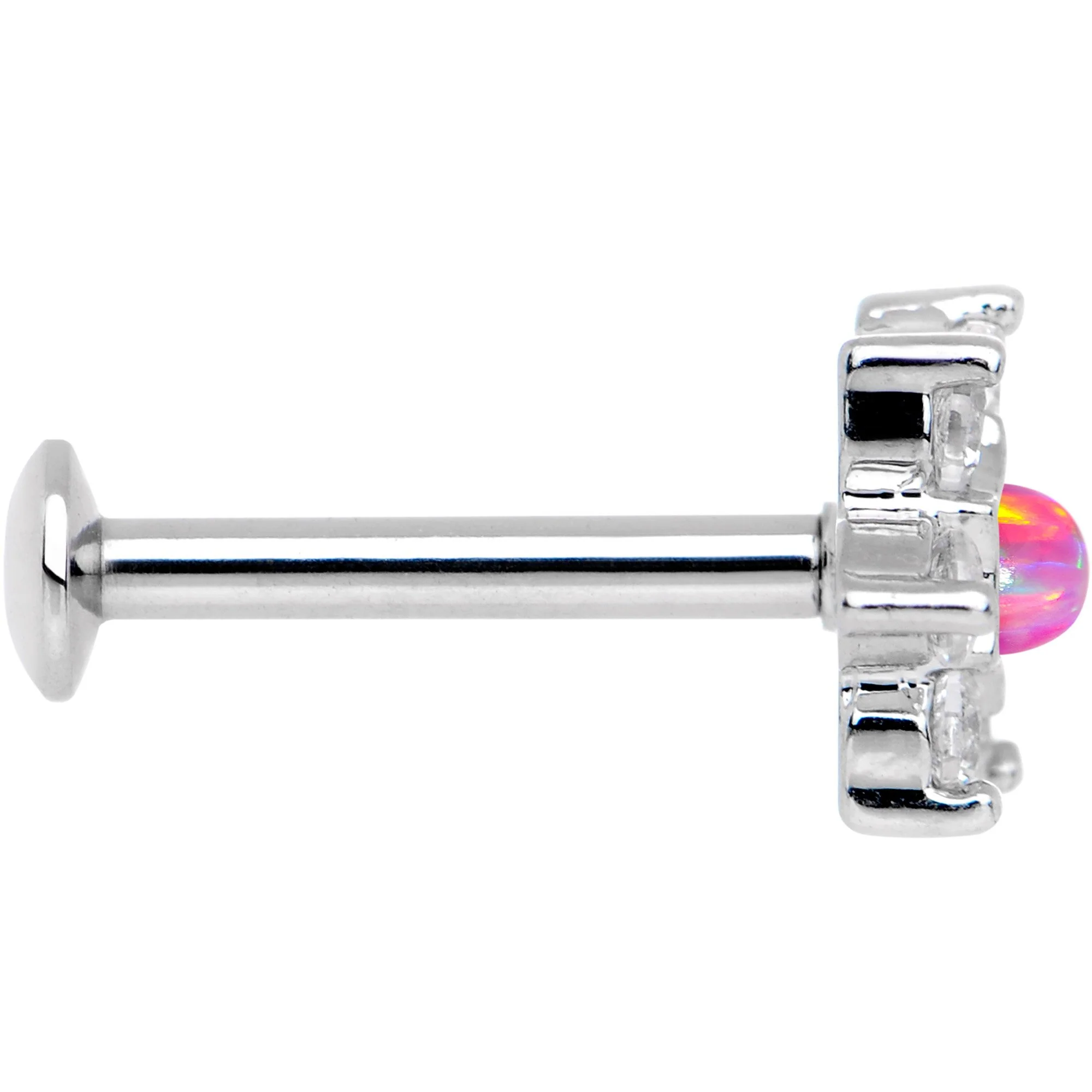 5/16 Pink Faux Opal Internally Threaded Star Flower Labret Monroe - Image 3