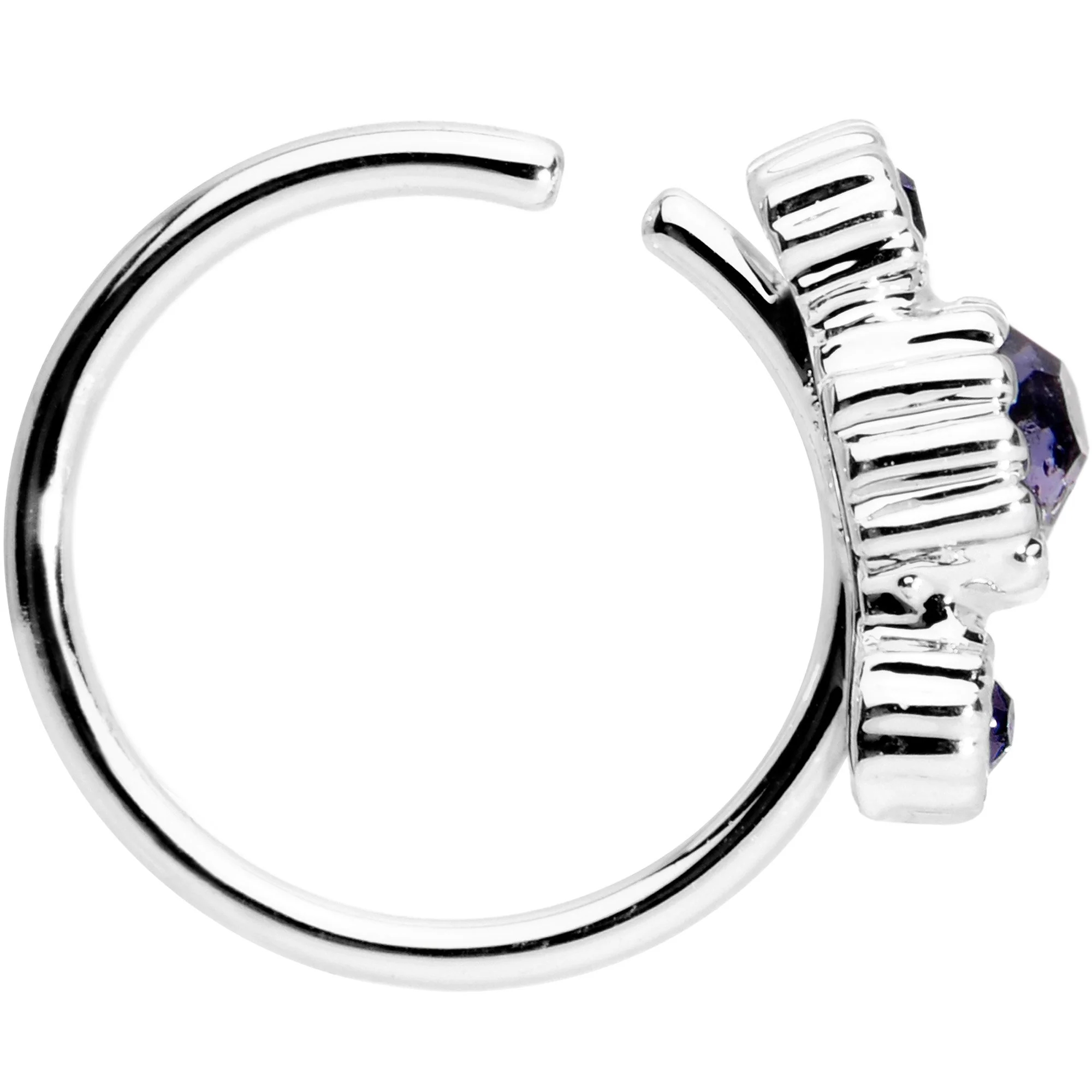 5/16 Purple CZ Gem Fashion Fusion Seamless Circular Ring - Image 2