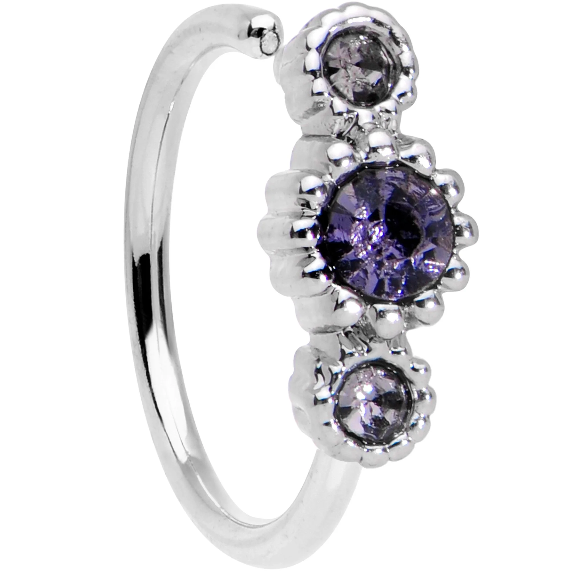 5/16 Purple CZ Gem Fashion Fusion Seamless Circular Ring - Image 3