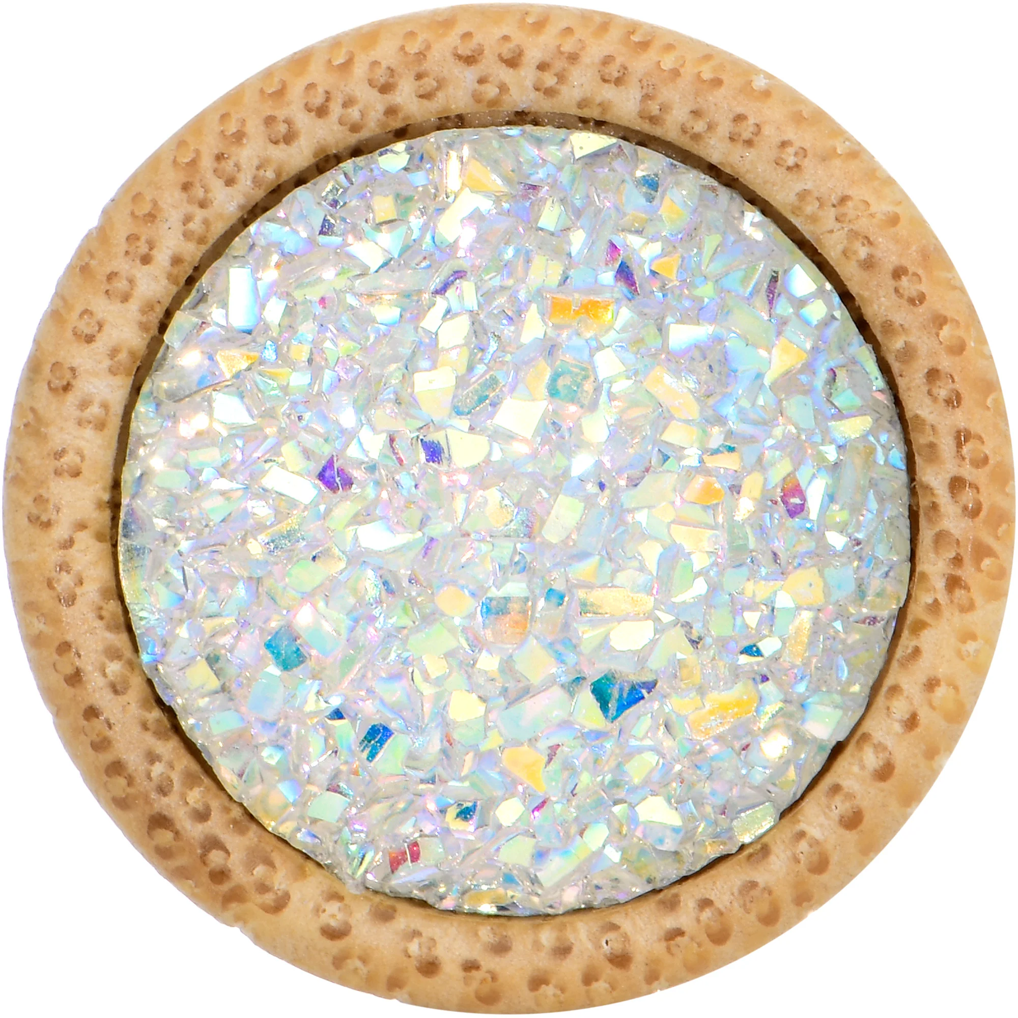 5/8 White Druzy Stone Wood Saddle Plug Set - Image 3