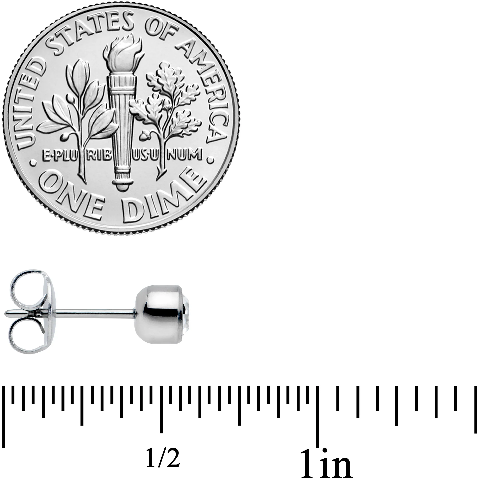 5mm Cubic Zirconia Bezel G23 Titanium Post Stud Earrings - Image 3