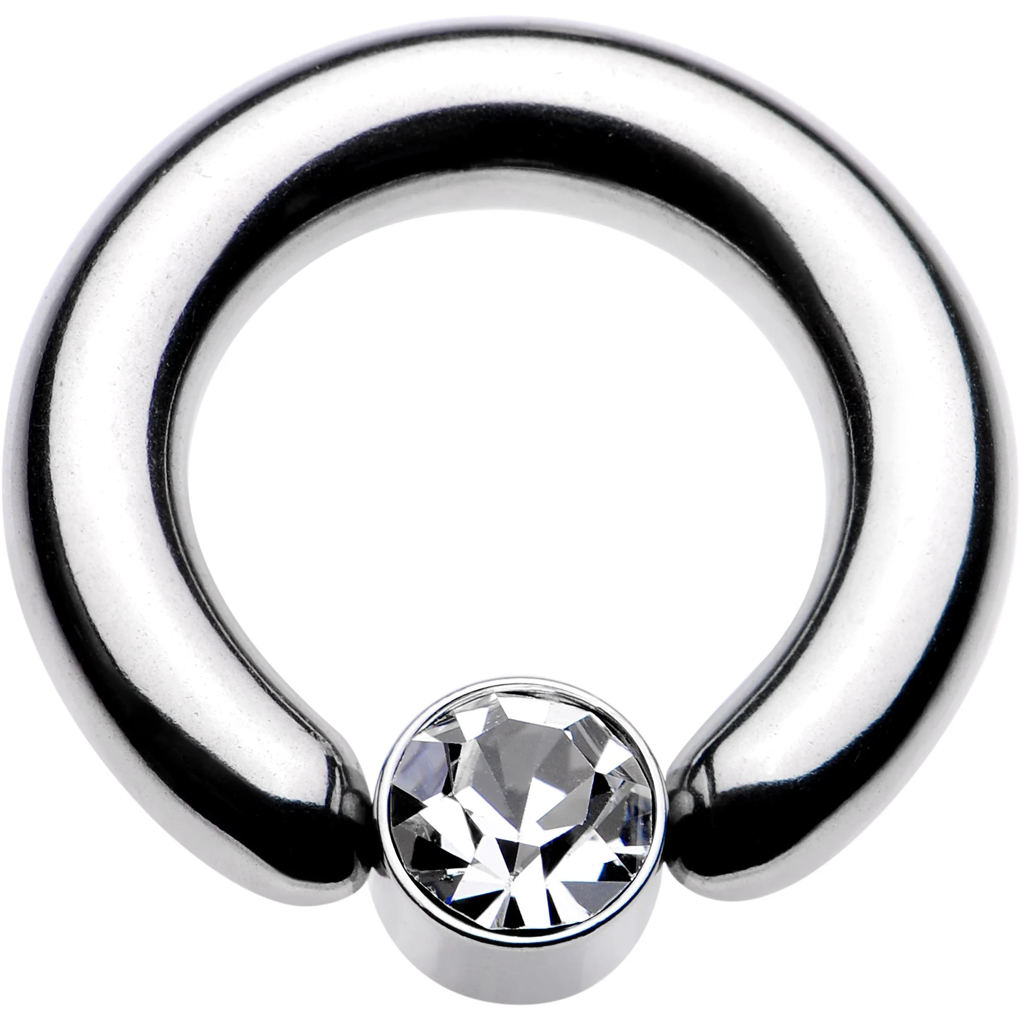 6G 1/2 Clear Gem 6mm Disc BCR Captive Ring