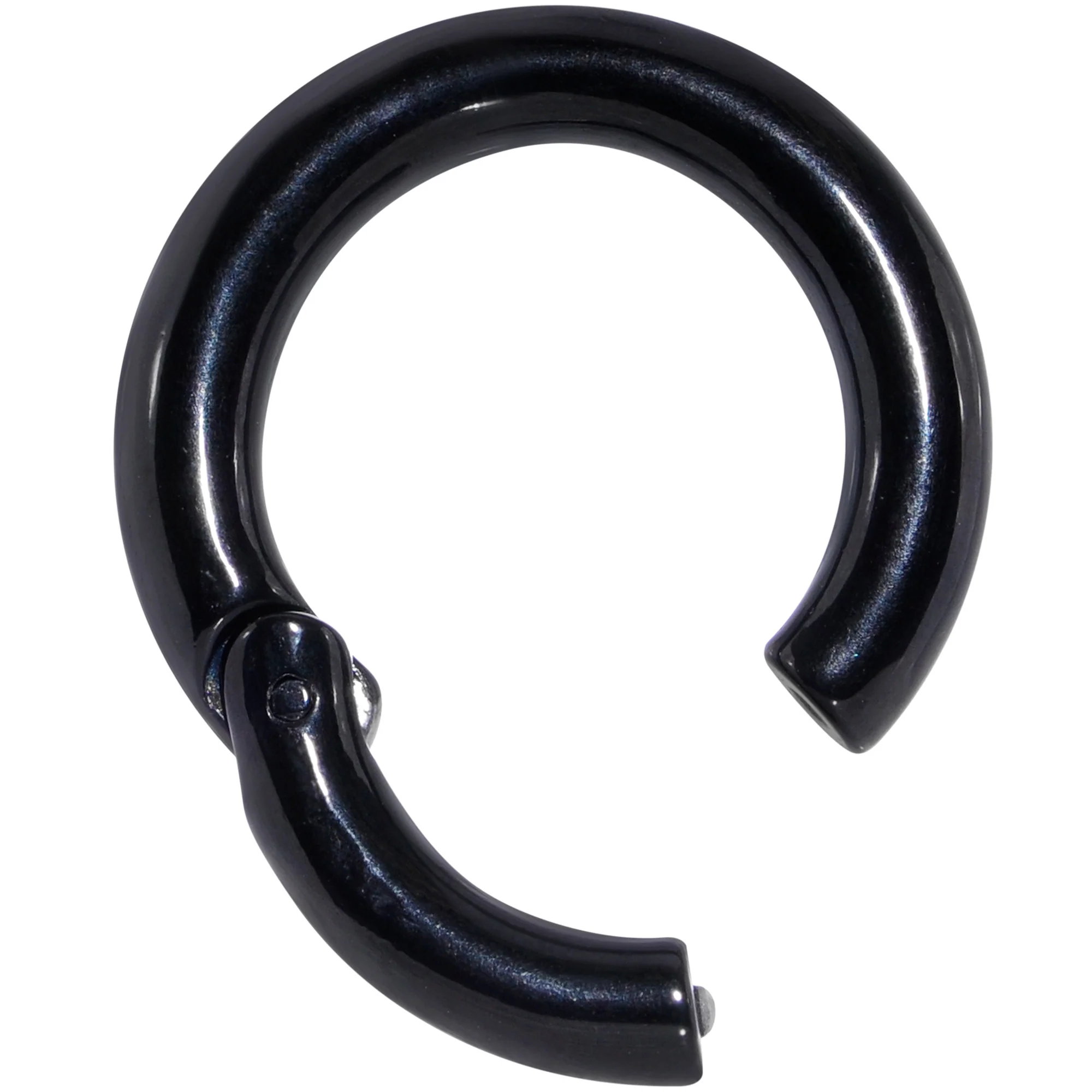 6G 5/8 Black PVD Steel Hinged Segment Ring - Image 2