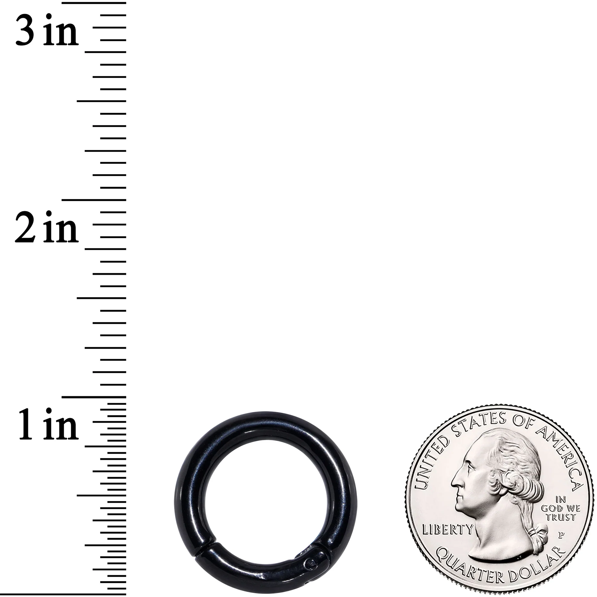6G 5/8 Black PVD Steel Hinged Segment Ring - Image 3