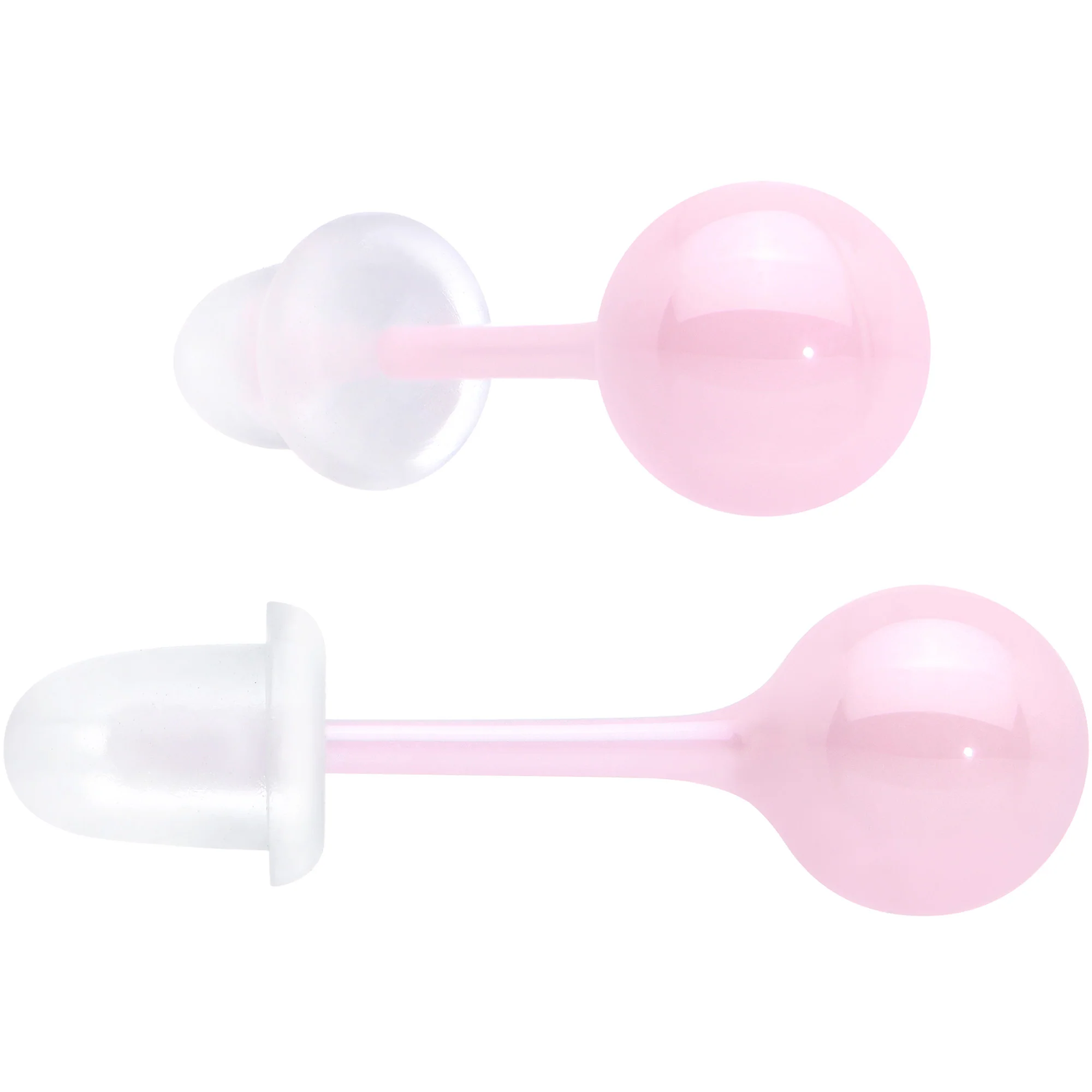 6mm Pink Ceramic Ball Stud Earrings 18G - Image 2