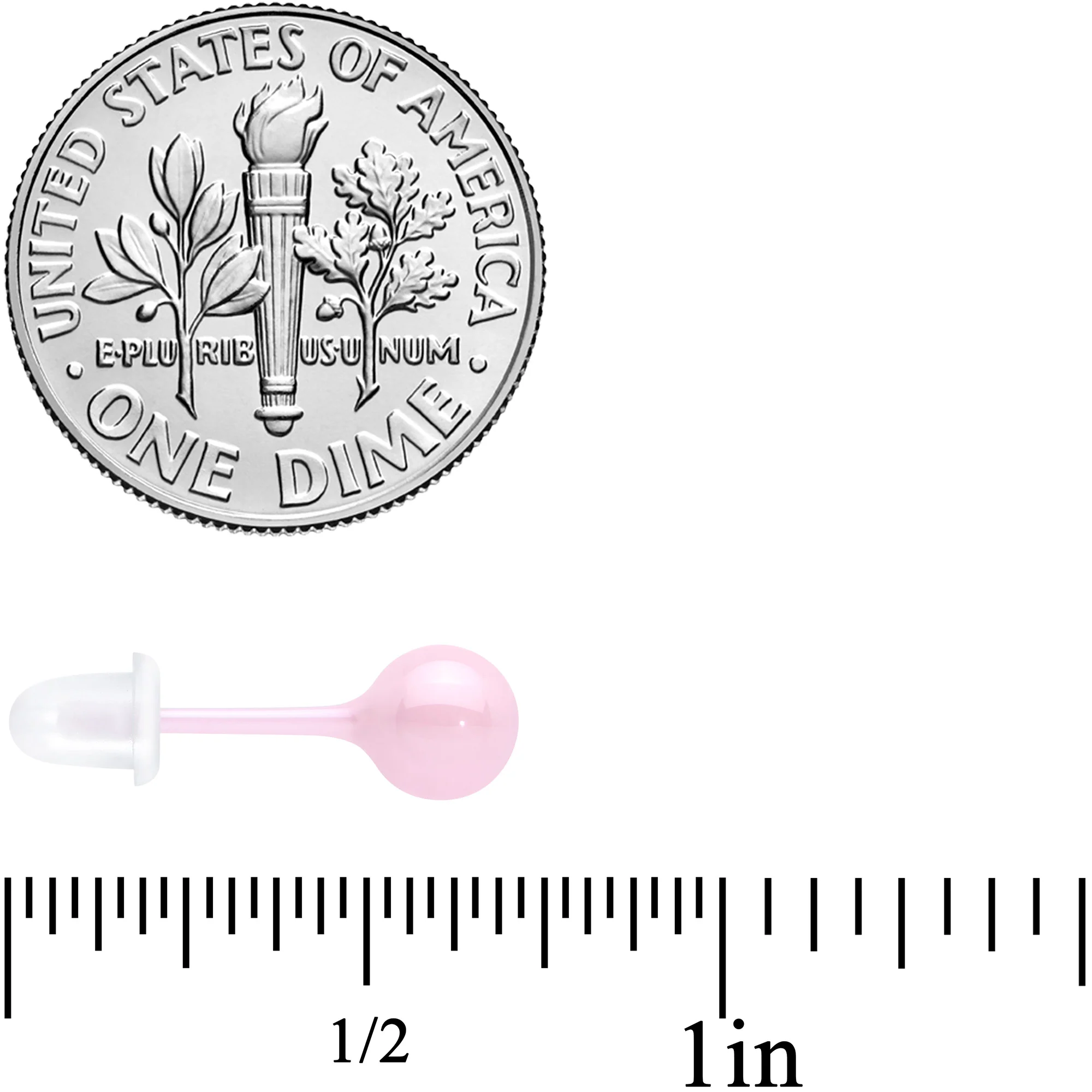 6mm Pink Ceramic Ball Stud Earrings 18G - Image 3