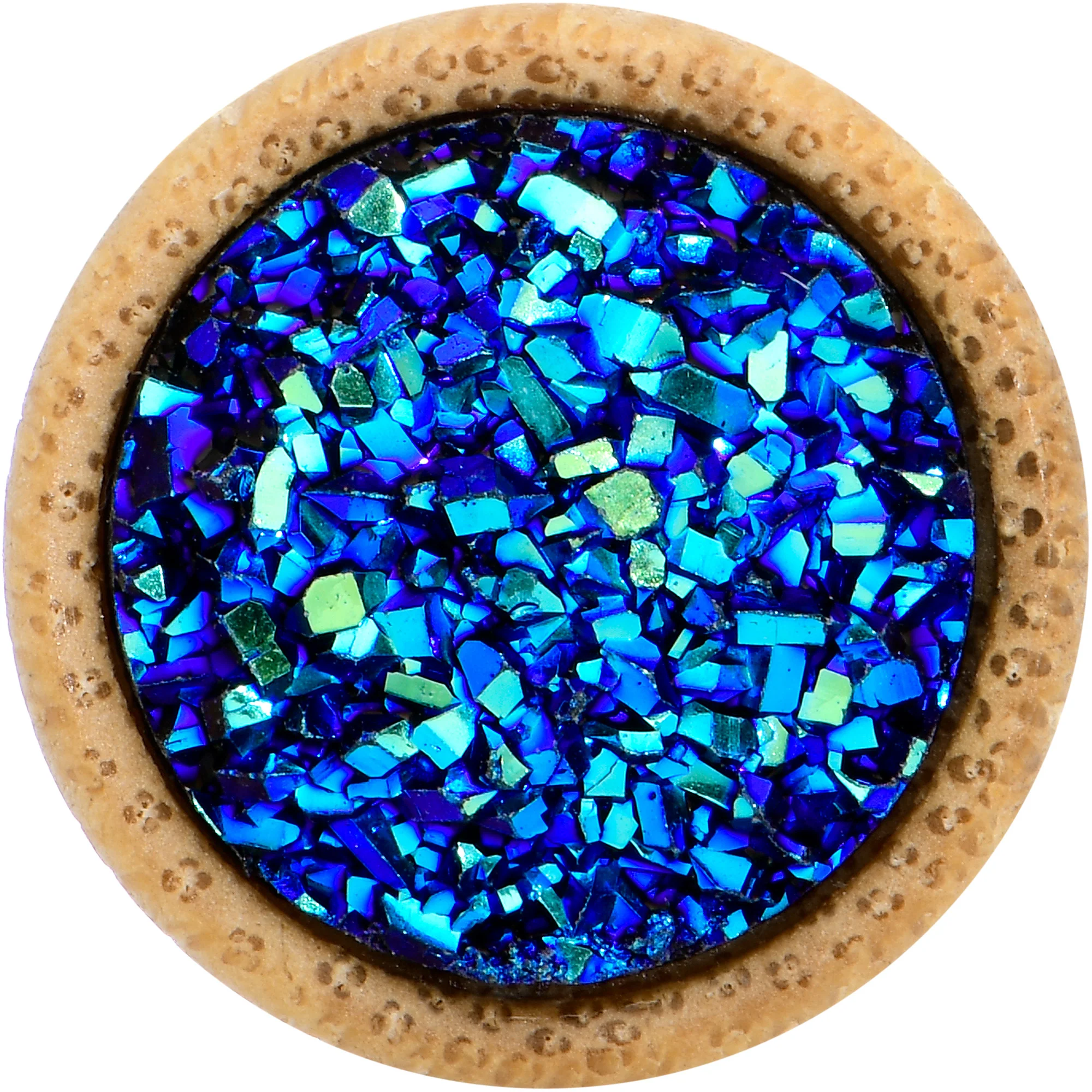 7/16 Blue Druzy Stone Wood Saddle Plug Set - Image 3