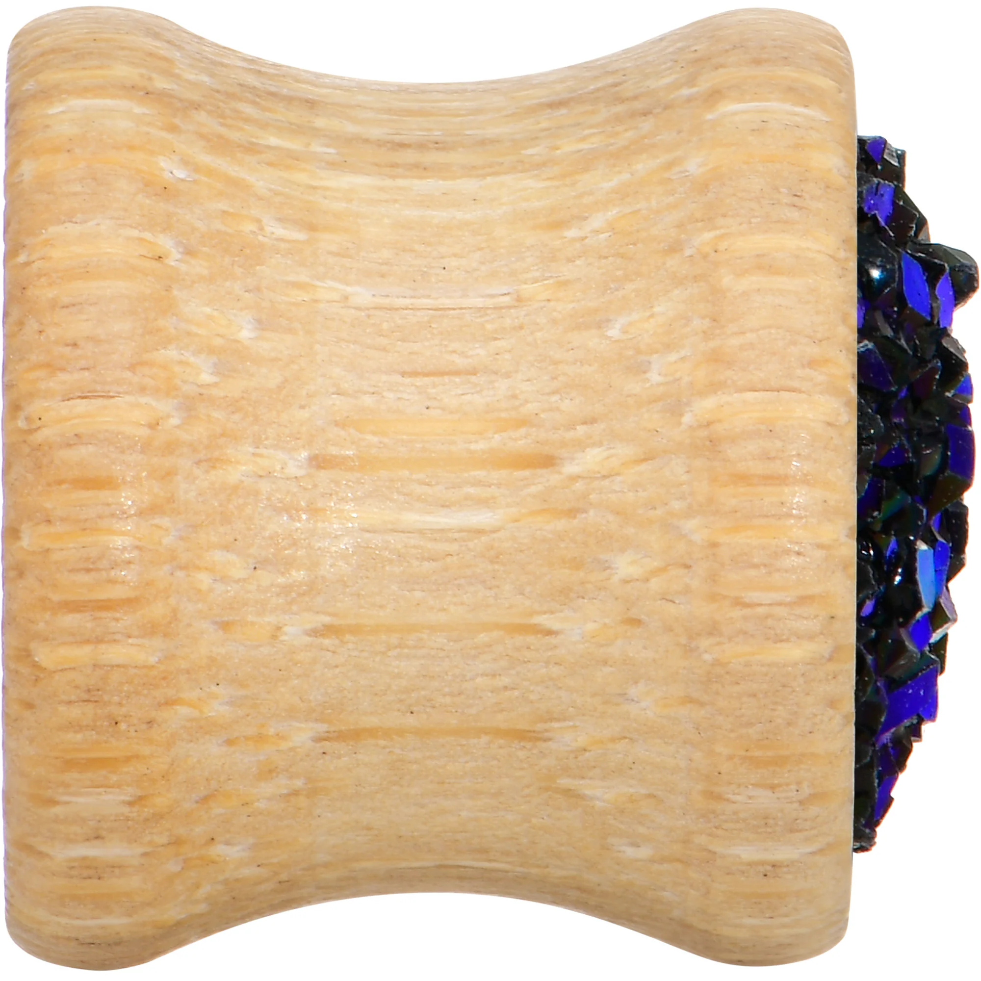 7/16 Blue Druzy Stone Wood Saddle Plug Set - Image 4