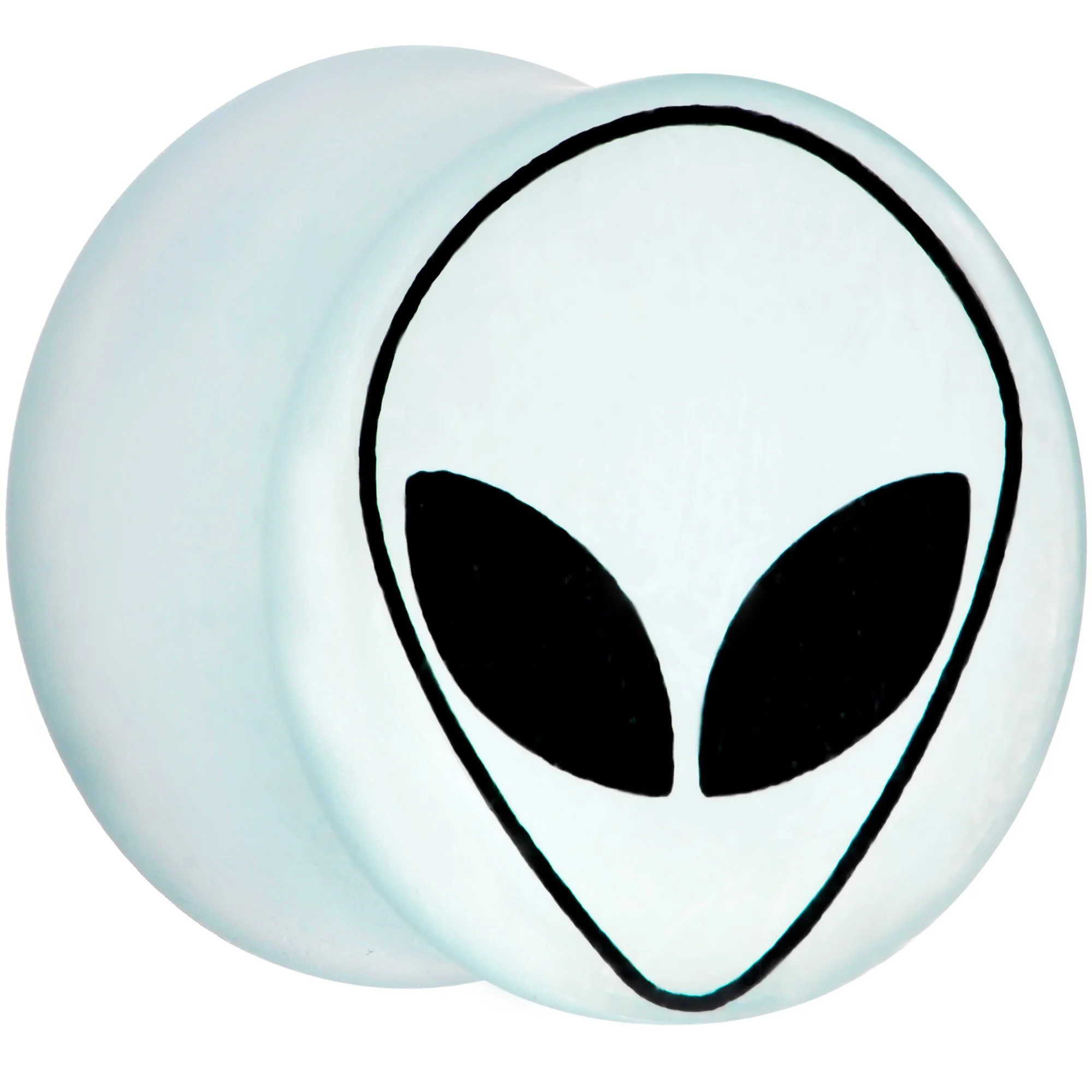 7/8 White Matte Glass Alien Head Double Flare Plug Set - Image 2