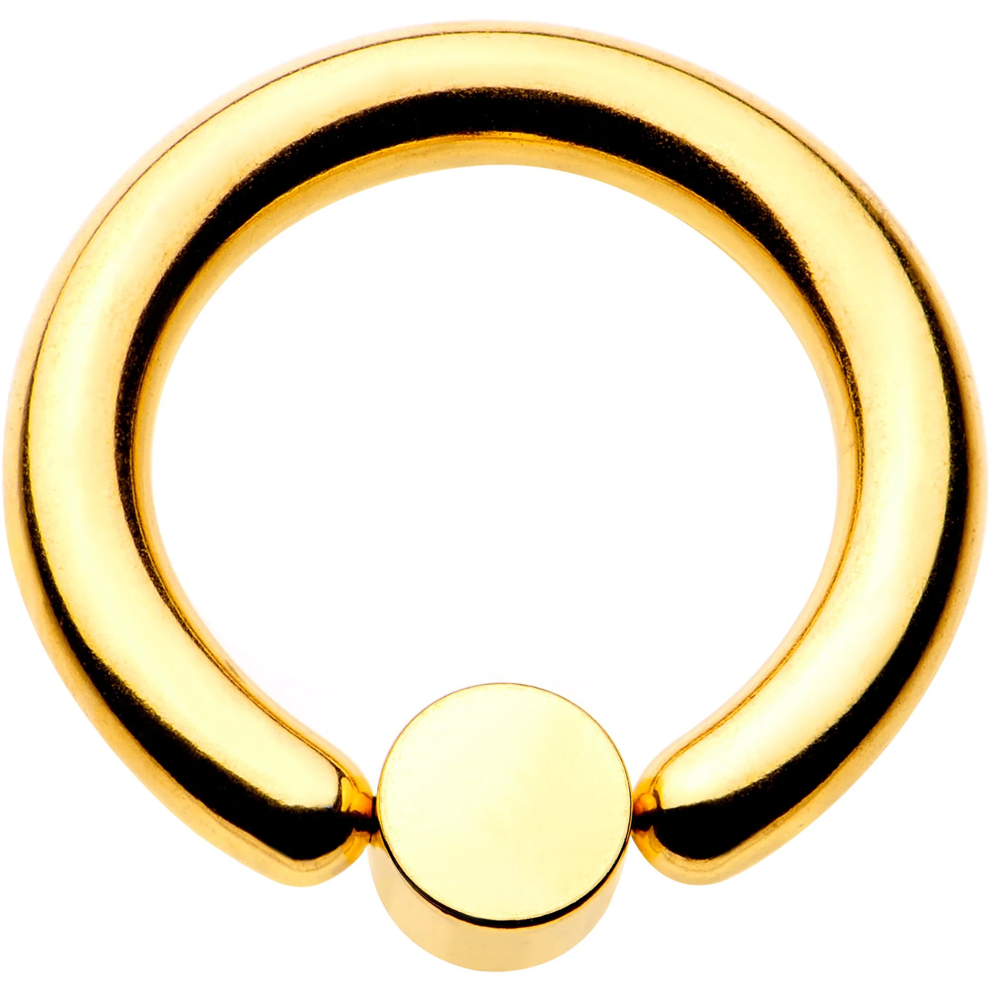 8G 1/2 Clear Gem 5mm Disc Gold IP BCR Captive Ring - Image 2