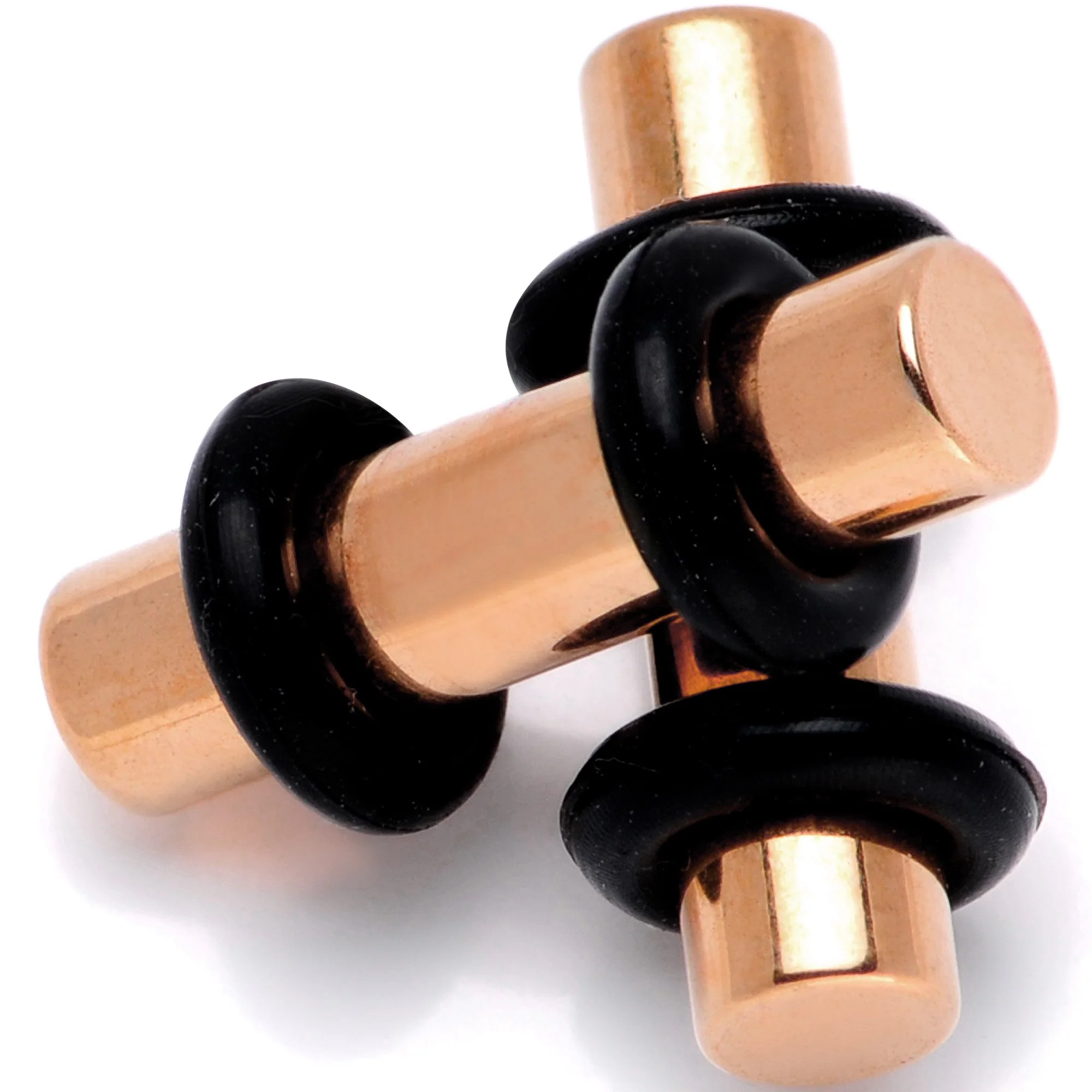 8G Rose Gold Tone Anodized Titanium Micro Straight Plug Set - Image 3