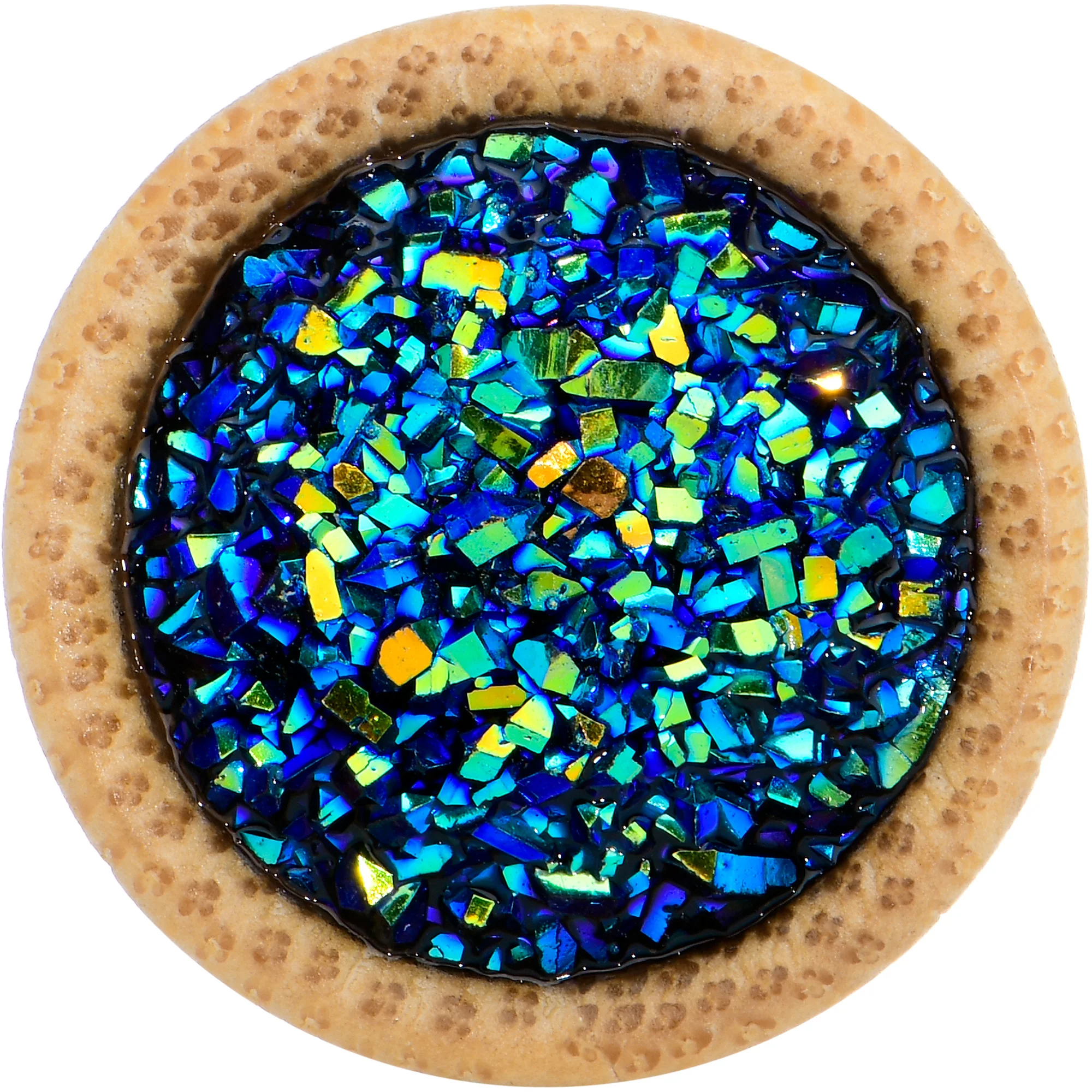 9/16 Blue Druzy Stone Wood Saddle Plug Set - Image 3