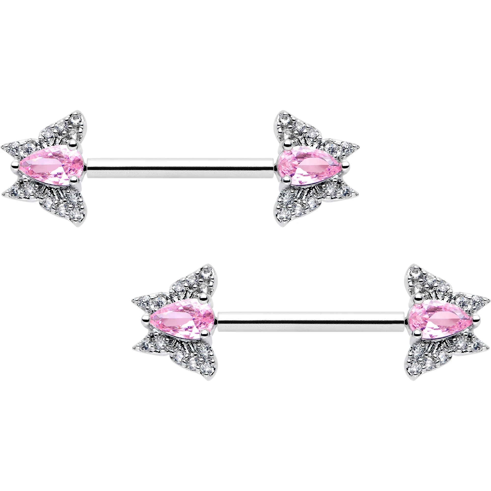 14G 9/16 Style Butterfly Threadless Nipple Ring Set - Image 8