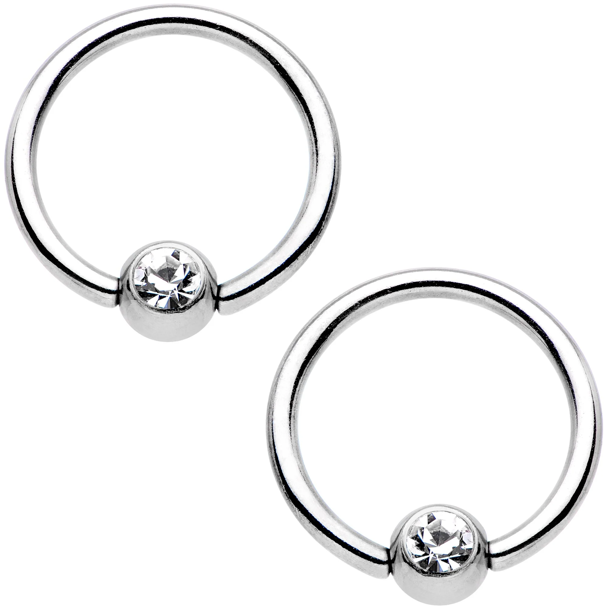 14G Clear Gem Mermaid Scale BCR Captive Nipple Ring Set of 4 - Image 3