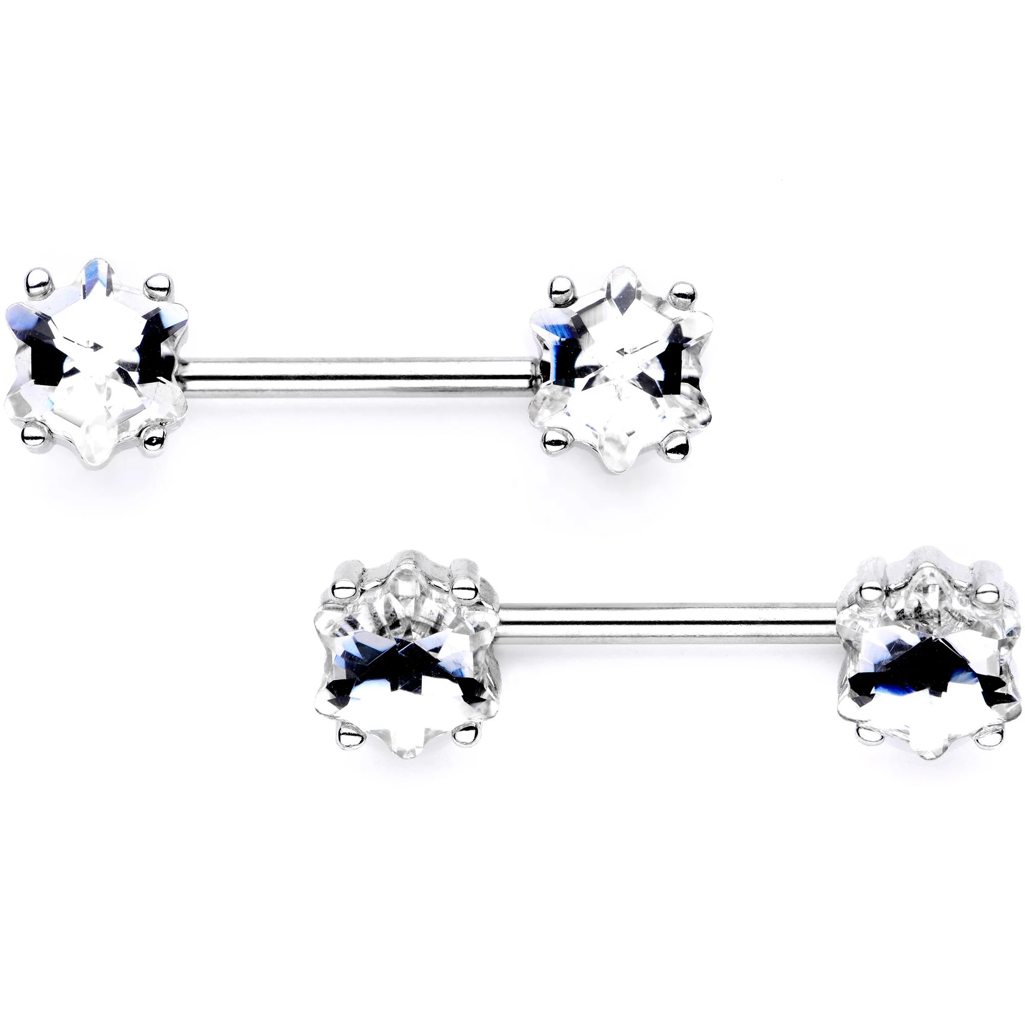 9/16 Clear Gem Supernova Barbell Nipple Ring Set
