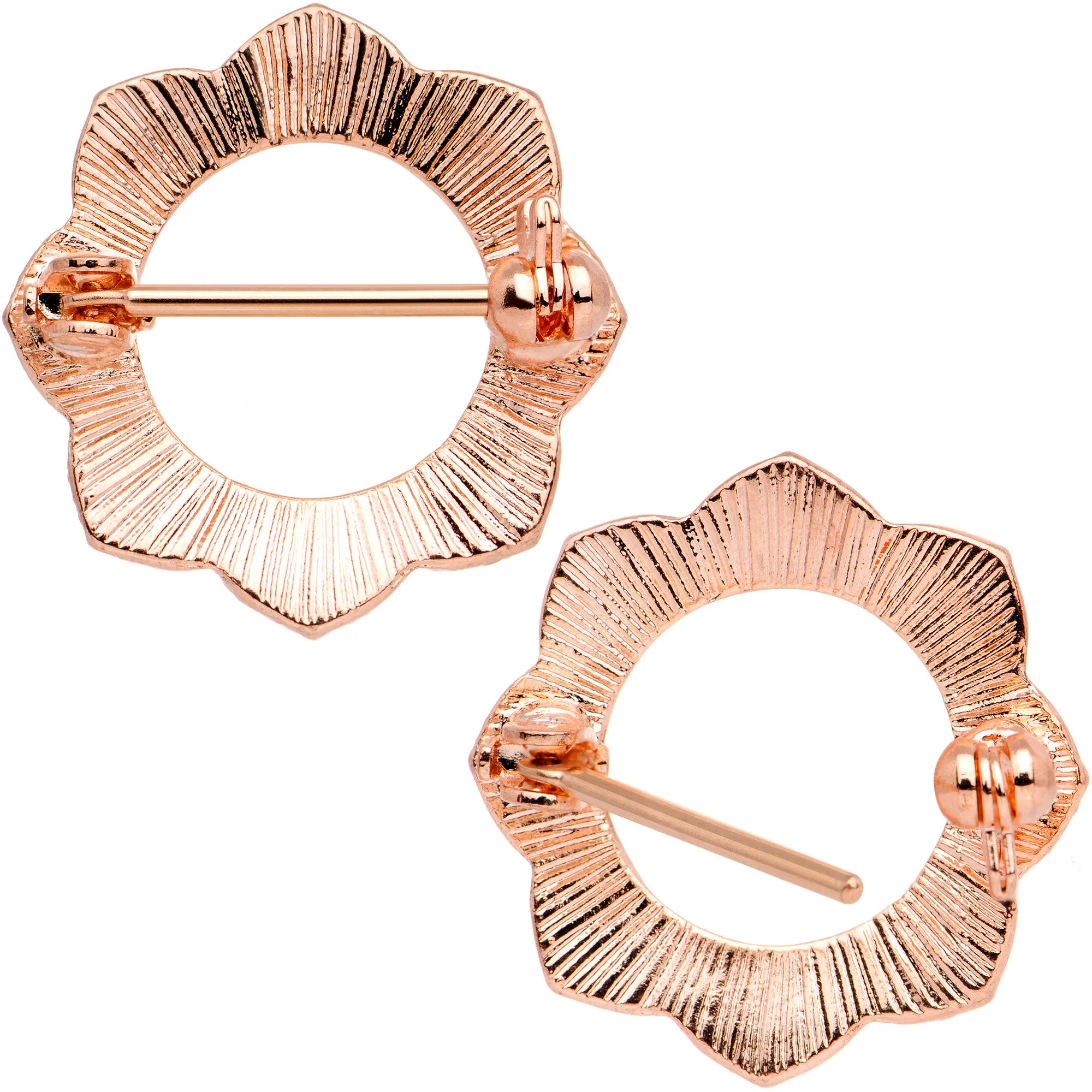 16G 9/16 Divine Henna Rose Gold Tone Anodized Nipple Shield Set - Image 2