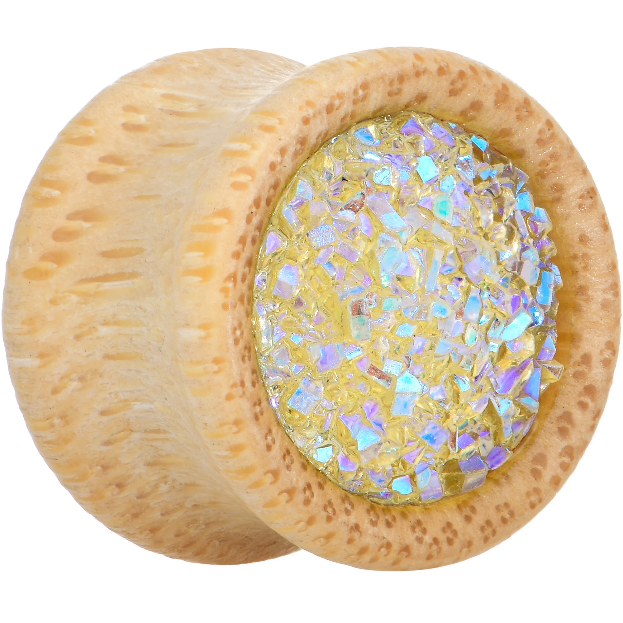 9/16 White Druzy Stone Wood Saddle Plug Set - Image 2