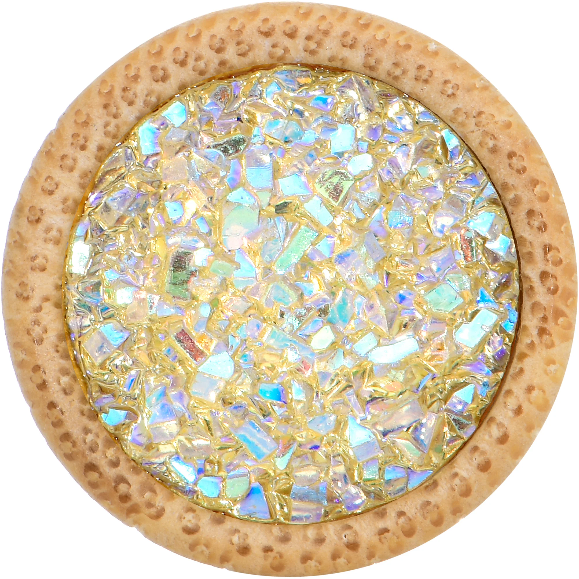 9/16 White Druzy Stone Wood Saddle Plug Set - Image 3