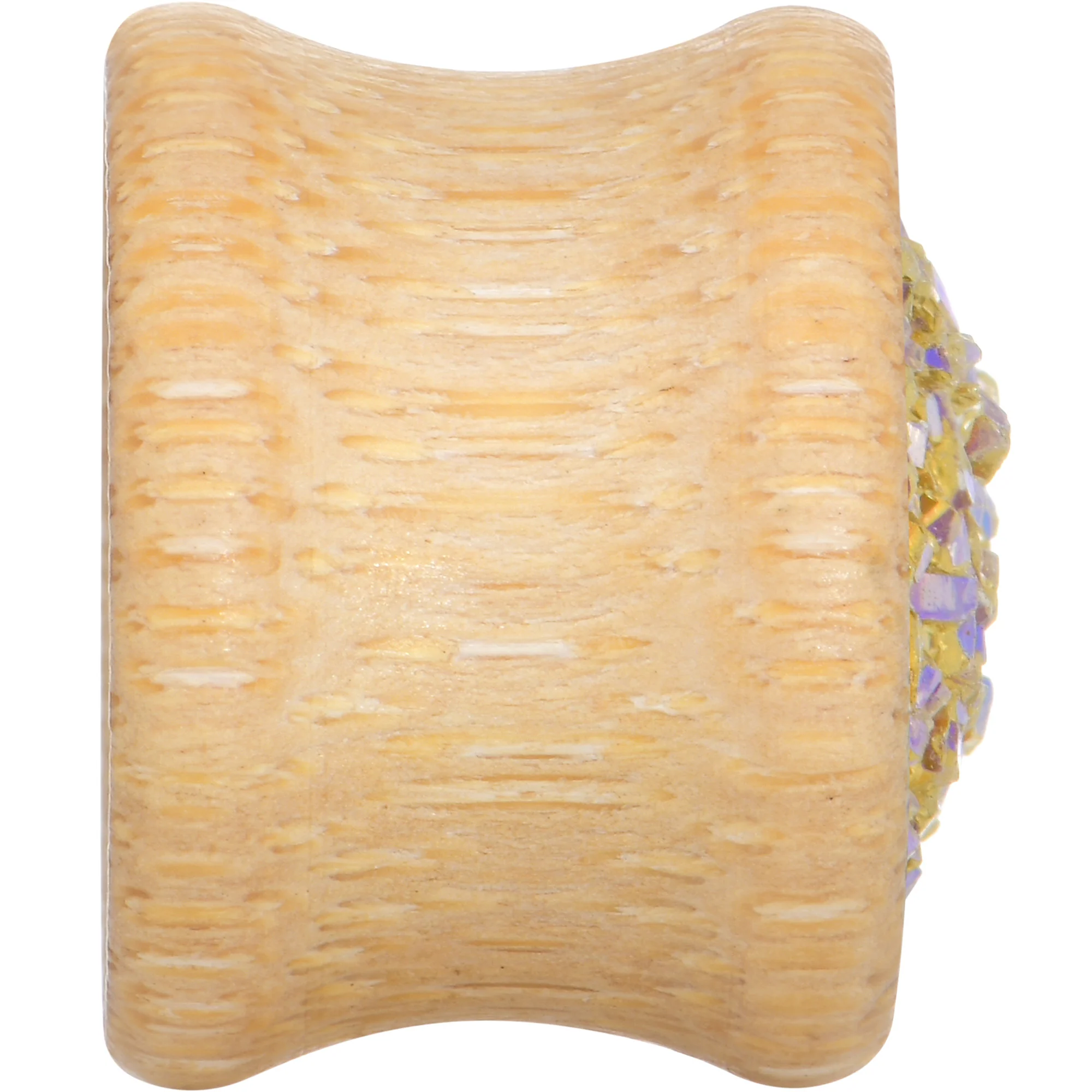 9/16 White Druzy Stone Wood Saddle Plug Set - Image 4