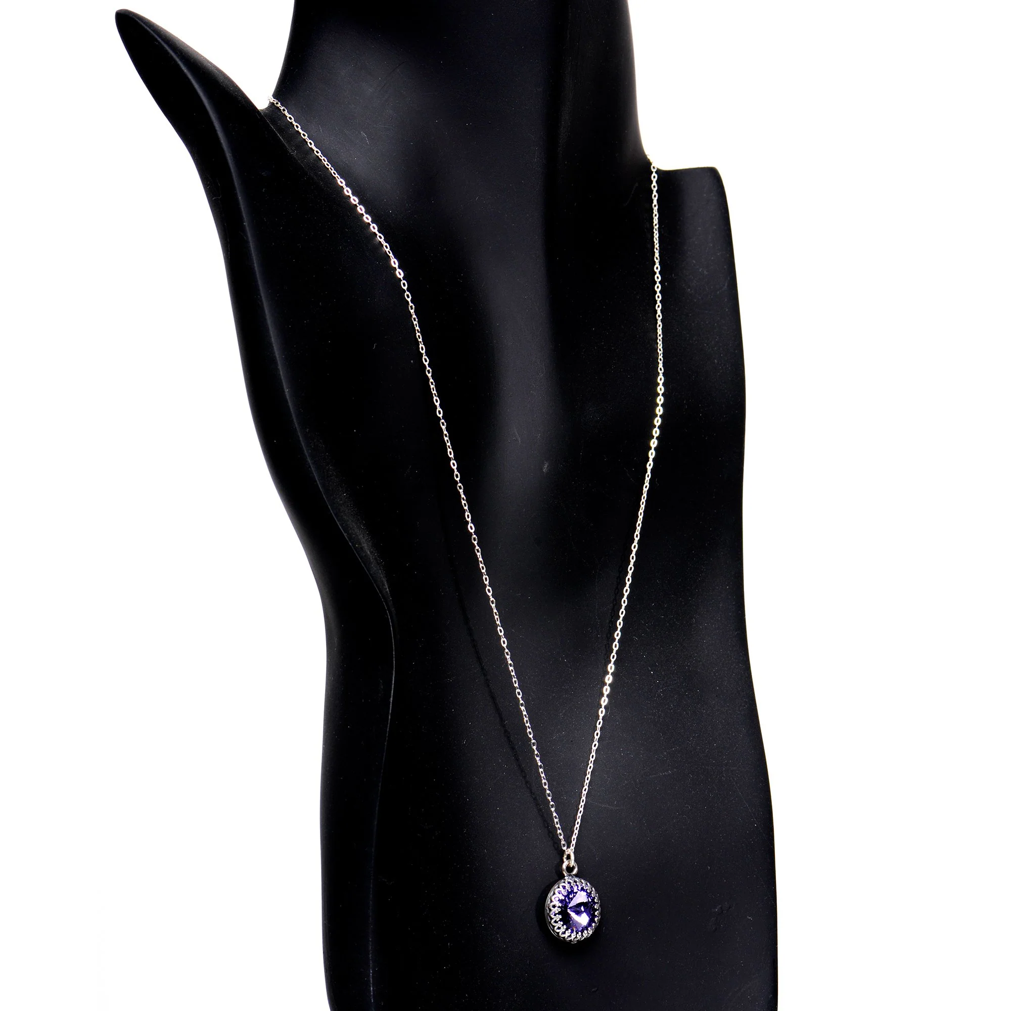 925 Silver Purple Bombastic Necklace Created with Crystals - Image 2