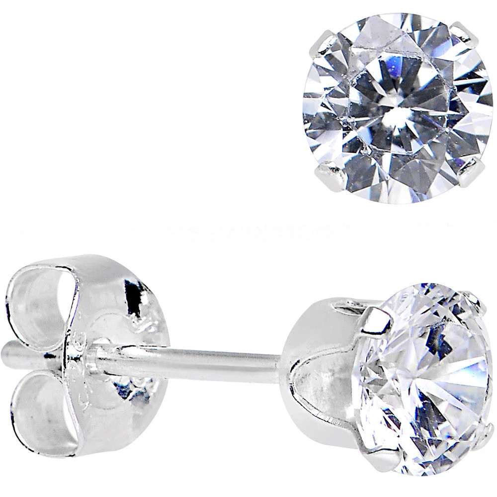925 Sterling Silver CZ Stud Earrings - Image 2