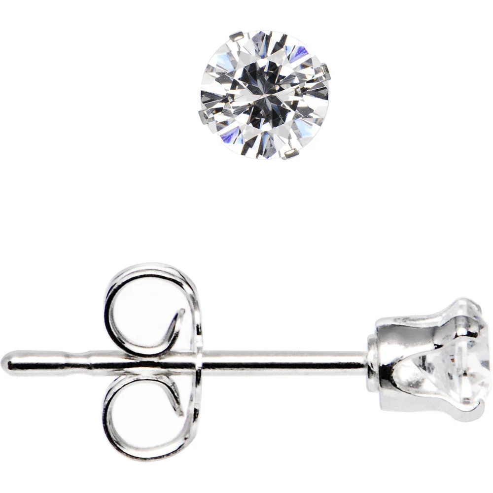 925 Sterling Silver CZ Stud Earrings - Image 4