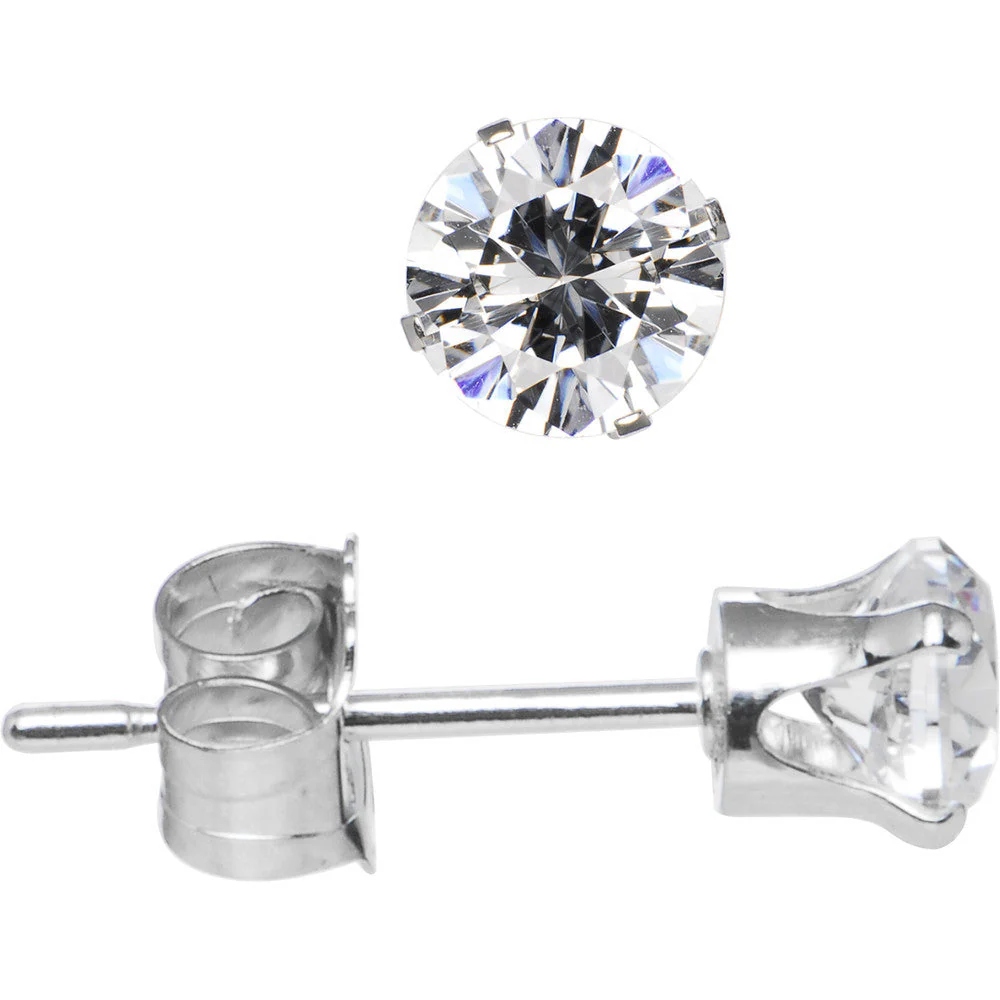 925 Sterling Silver CZ Stud Earrings - Image 5