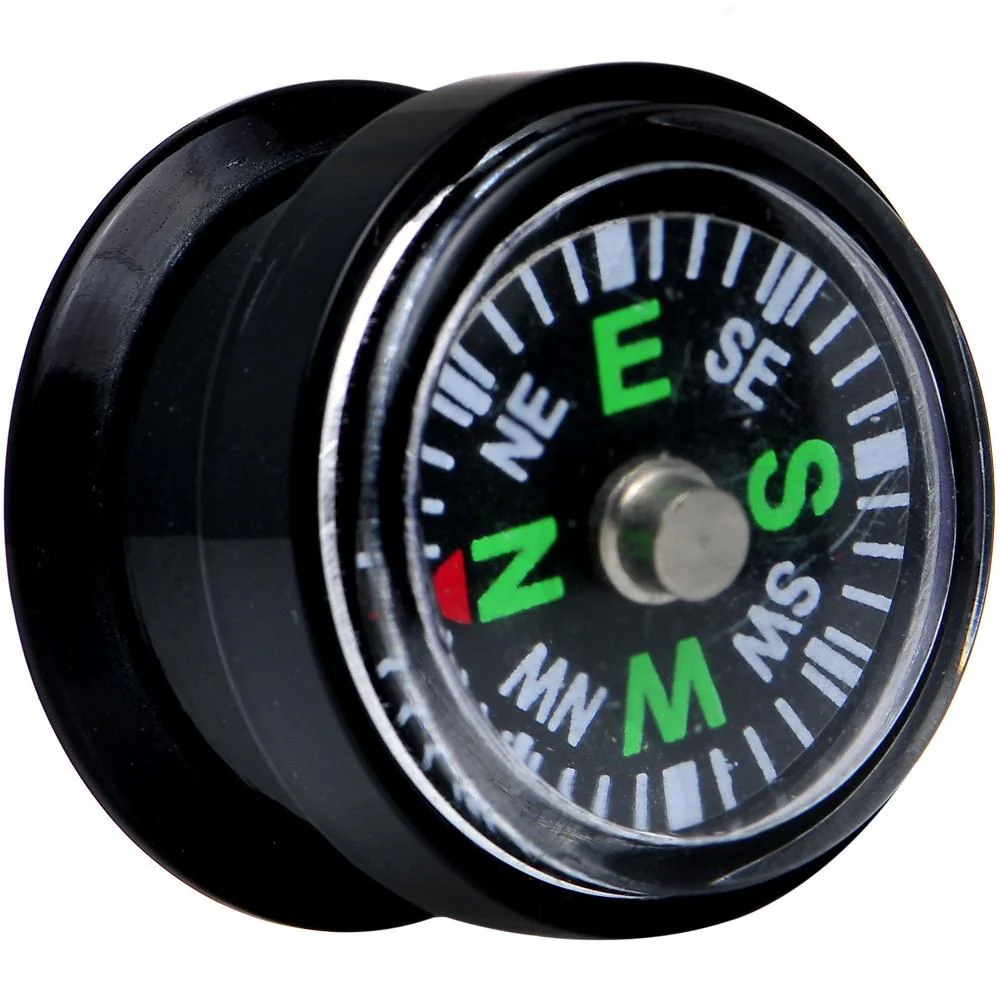 Acrylic Black Find Your Direction Compass Screw Fit Plug 0G to 1" - Image 10