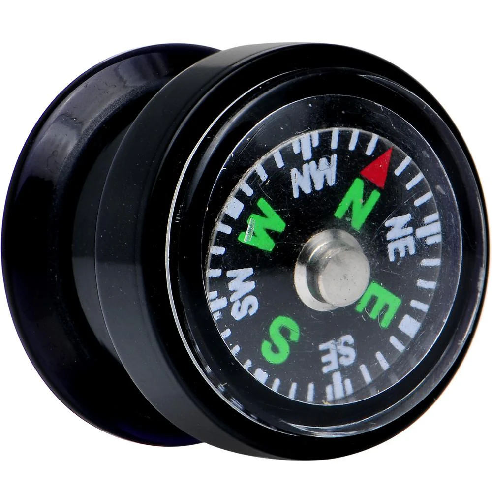 Acrylic Black Find Your Direction Compass Screw Fit Plug 0G to 1" - Image 8