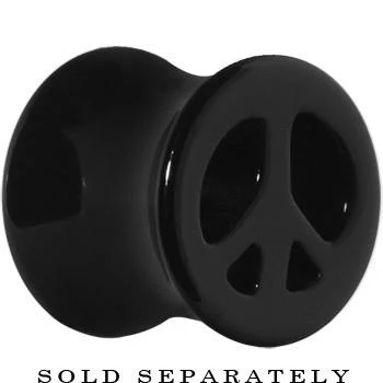 Acrylic Black Peace Sign Tunnel Plug 2G to 20mm