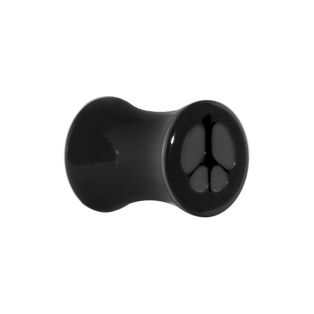 Acrylic Black Peace Sign Tunnel Plug 2G to 20mm - Image 4