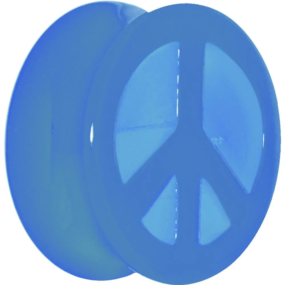 Acrylic Neon Blue Peace Sign Tunnel Plug 2G to 20mm - Image 11