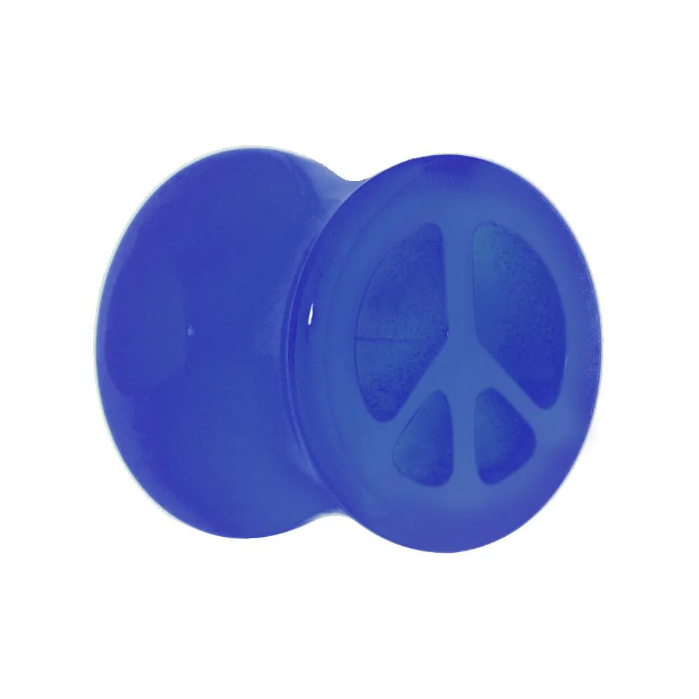 Acrylic Neon Blue Peace Sign Tunnel Plug 2G to 20mm - Image 4
