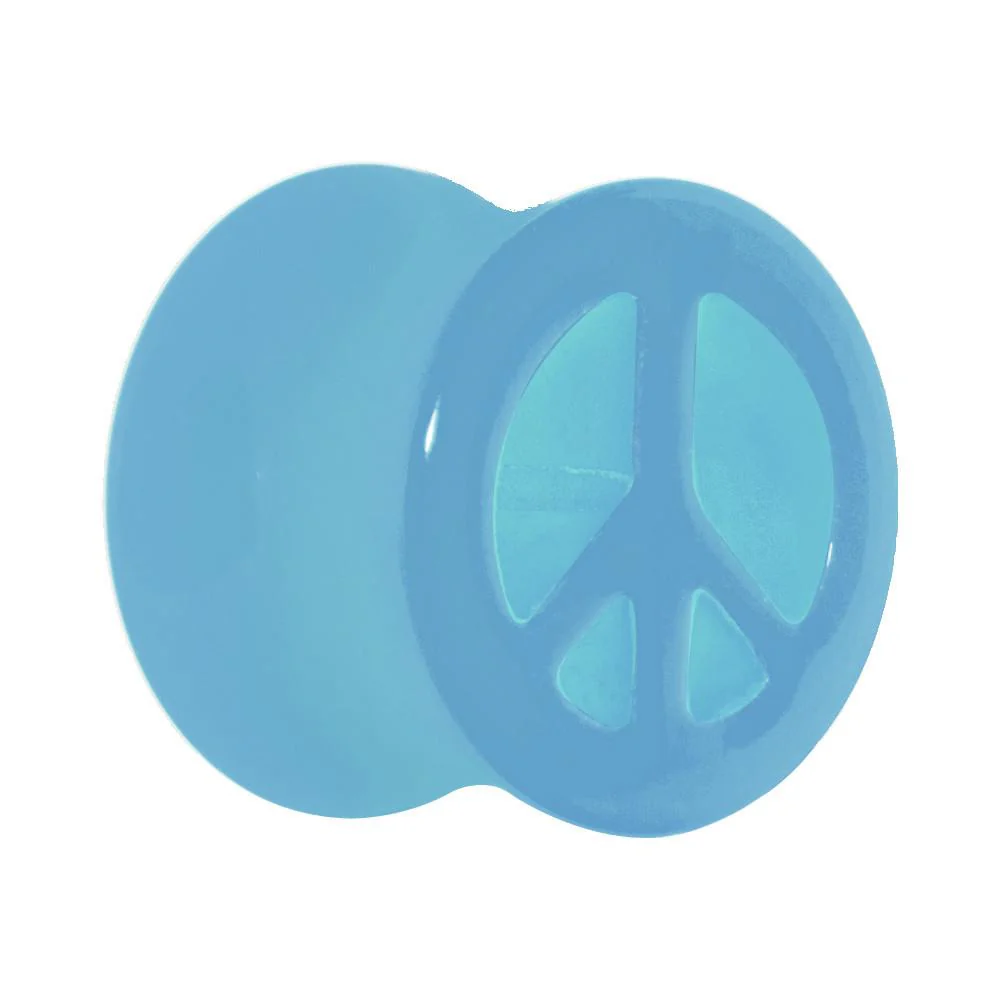 Acrylic Neon Blue Peace Sign Tunnel Plug 2G to 20mm - Image 5