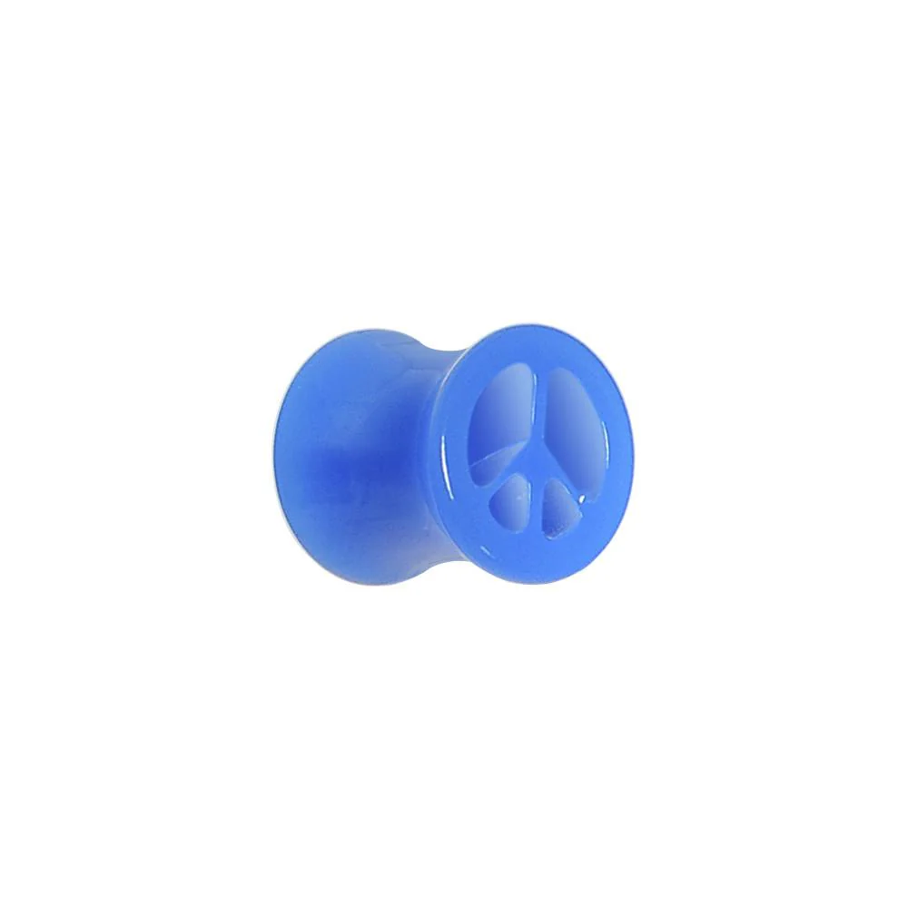 Acrylic Neon Blue Peace Sign Tunnel Plug 2G to 20mm - Image 7