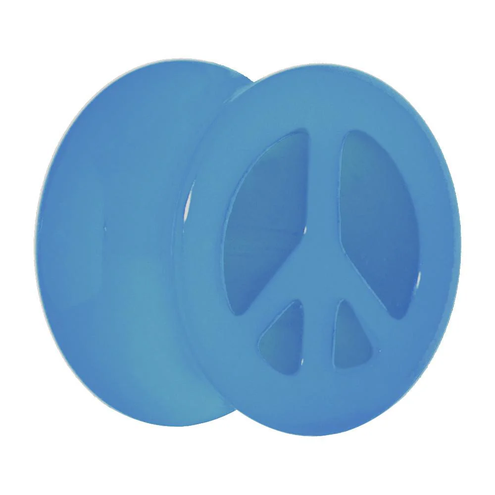 Acrylic Neon Blue Peace Sign Tunnel Plug 2G to 20mm - Image 8