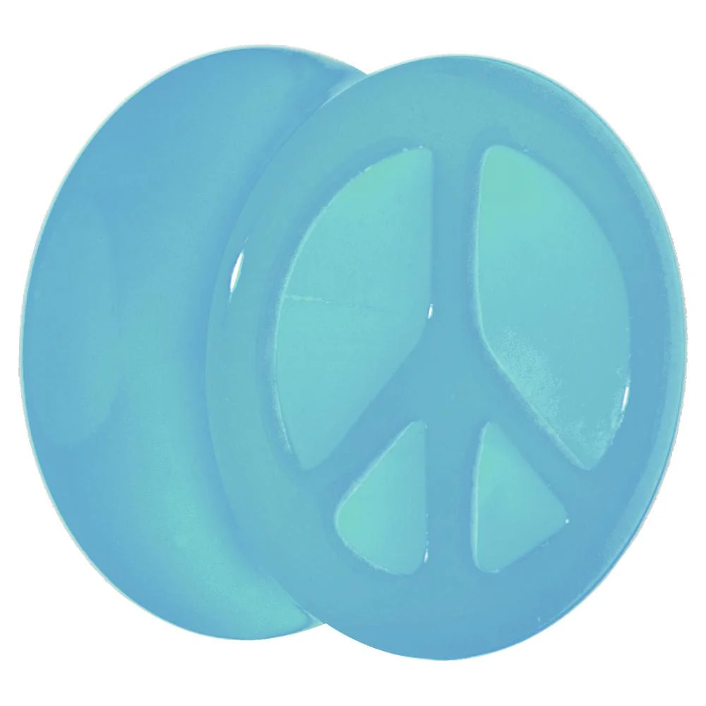 Acrylic Neon Blue Peace Sign Tunnel Plug 2G to 20mm - Image 9