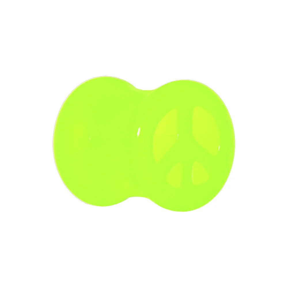 Acrylic Neon Green Peace Sign Tunnel Plug 2G to 20mm - Image 3