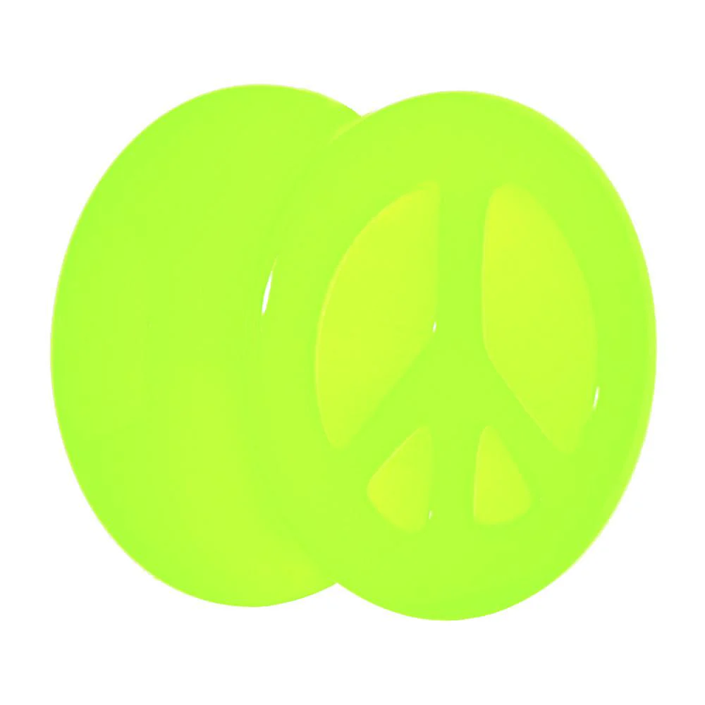 Acrylic Neon Green Peace Sign Tunnel Plug 2G to 20mm - Image 6