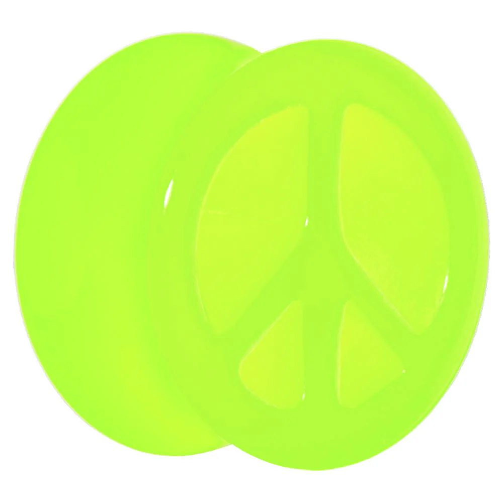 Acrylic Neon Green Peace Sign Tunnel Plug 2G to 20mm - Image 7