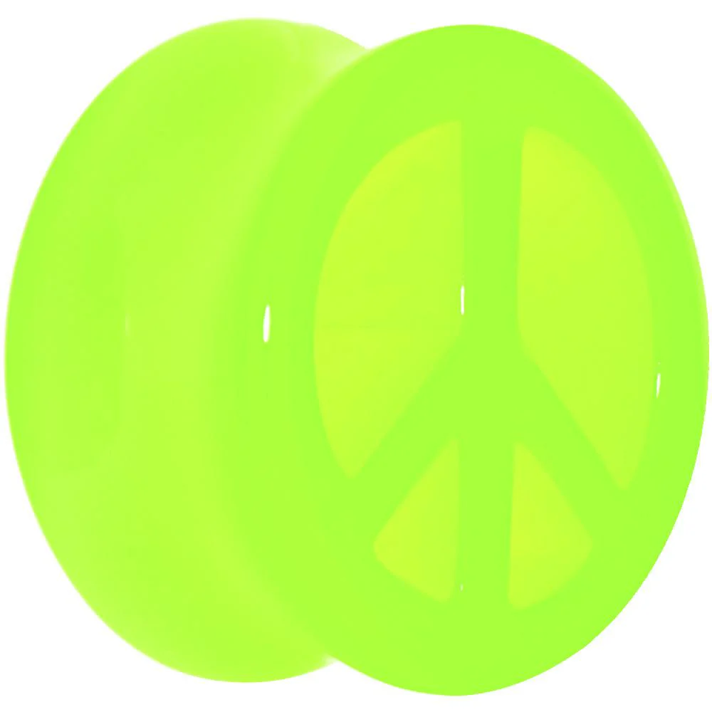 Acrylic Neon Green Peace Sign Tunnel Plug 2G to 20mm - Image 8