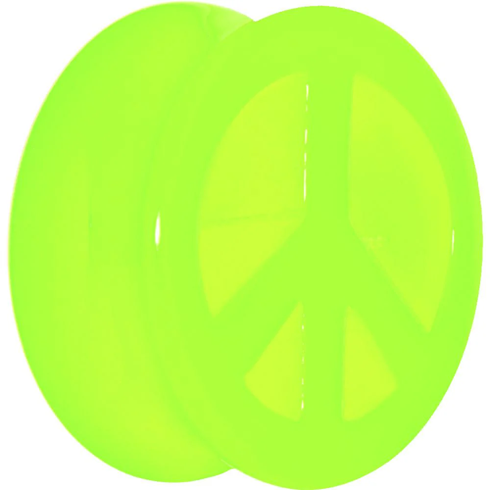 Acrylic Neon Green Peace Sign Tunnel Plug 2G to 20mm - Image 9