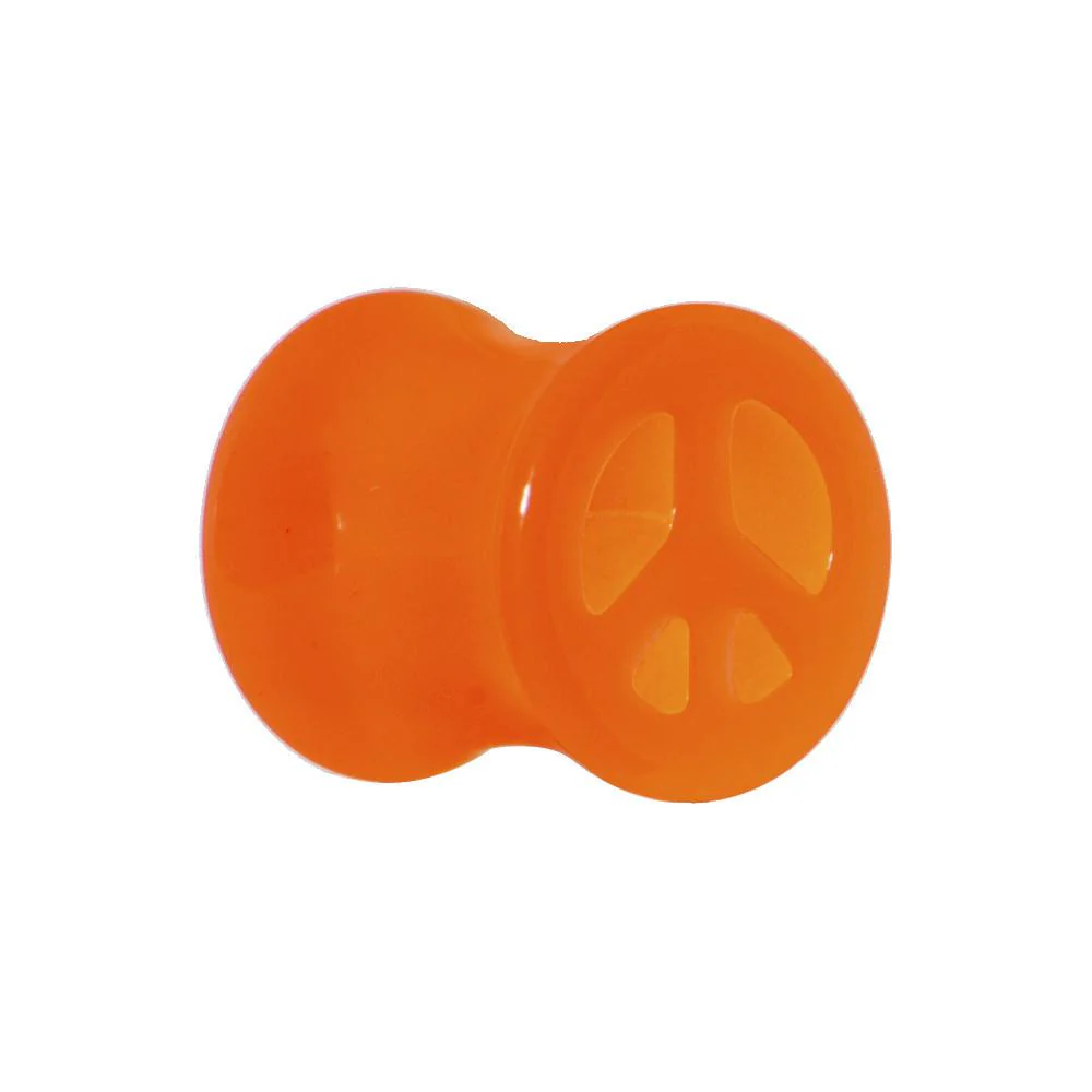 Acrylic Neon Orange Peace Sign Tunnel Plug 2G to 20mm - Image 3