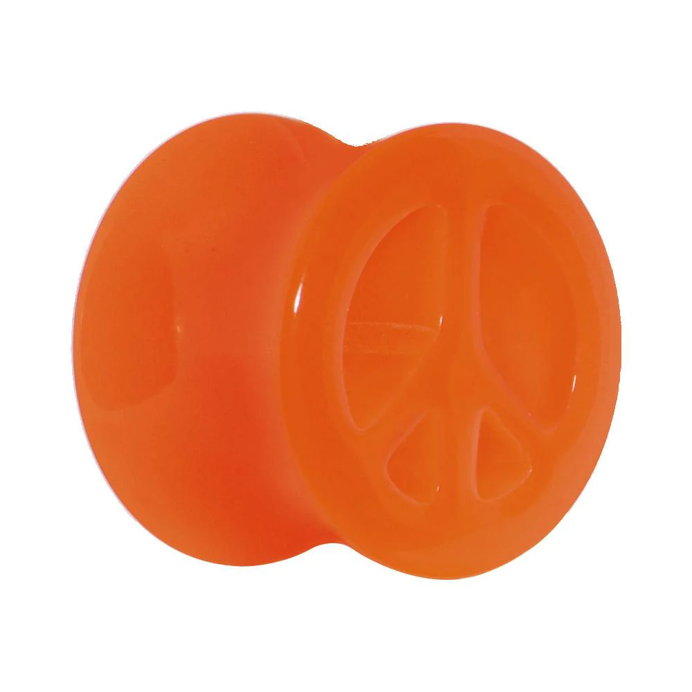 Acrylic Neon Orange Peace Sign Tunnel Plug 2G to 20mm - Image 5