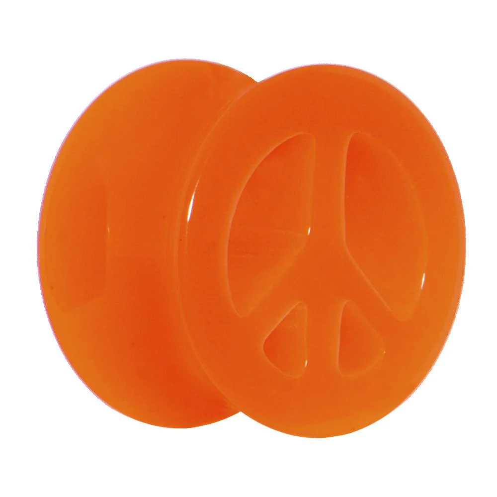 Acrylic Neon Orange Peace Sign Tunnel Plug 2G to 20mm - Image 6